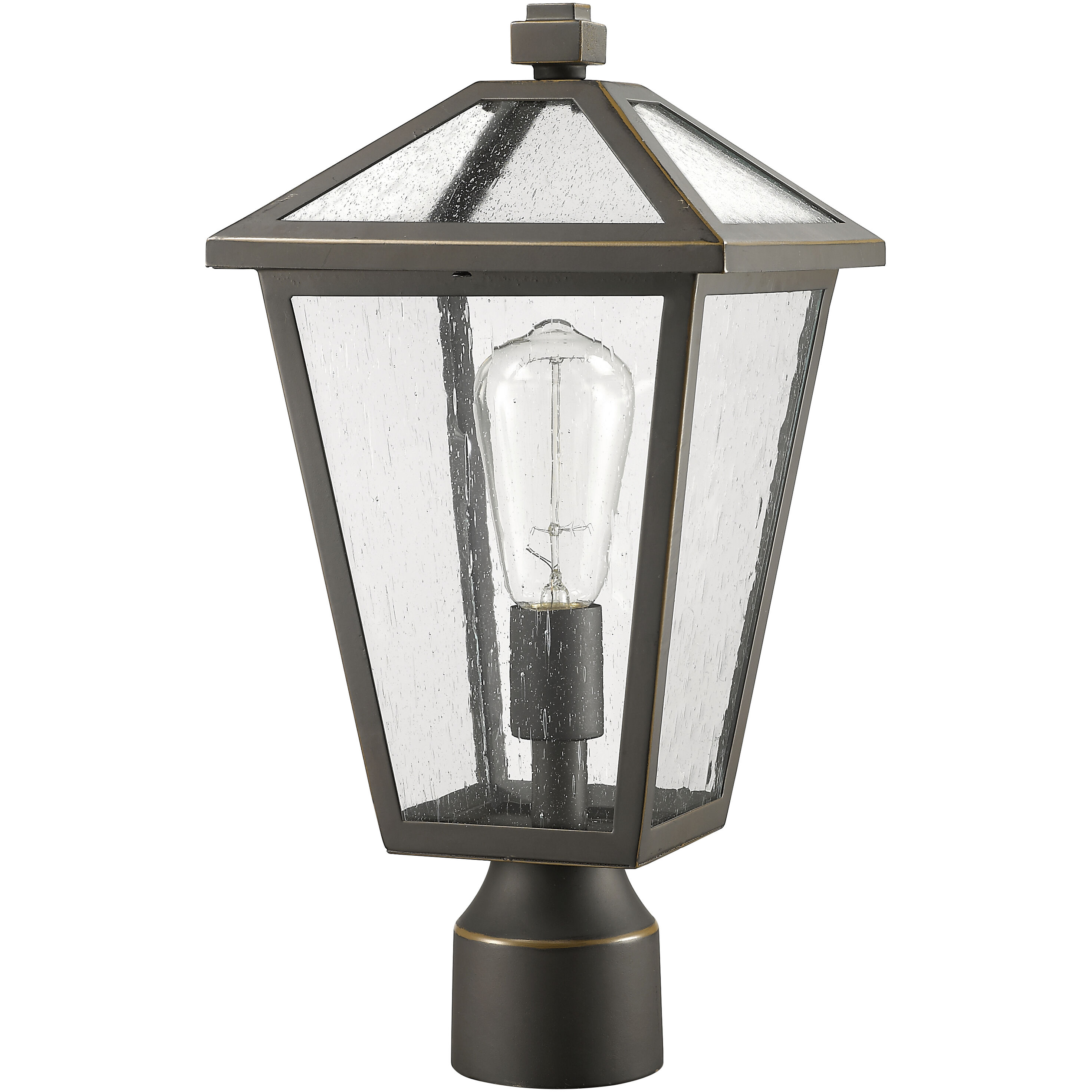 Talbot 1 Light 16.5 inch Oil Rubbed Bronze Outdoor Post Mount Fixture in Seedy Glass