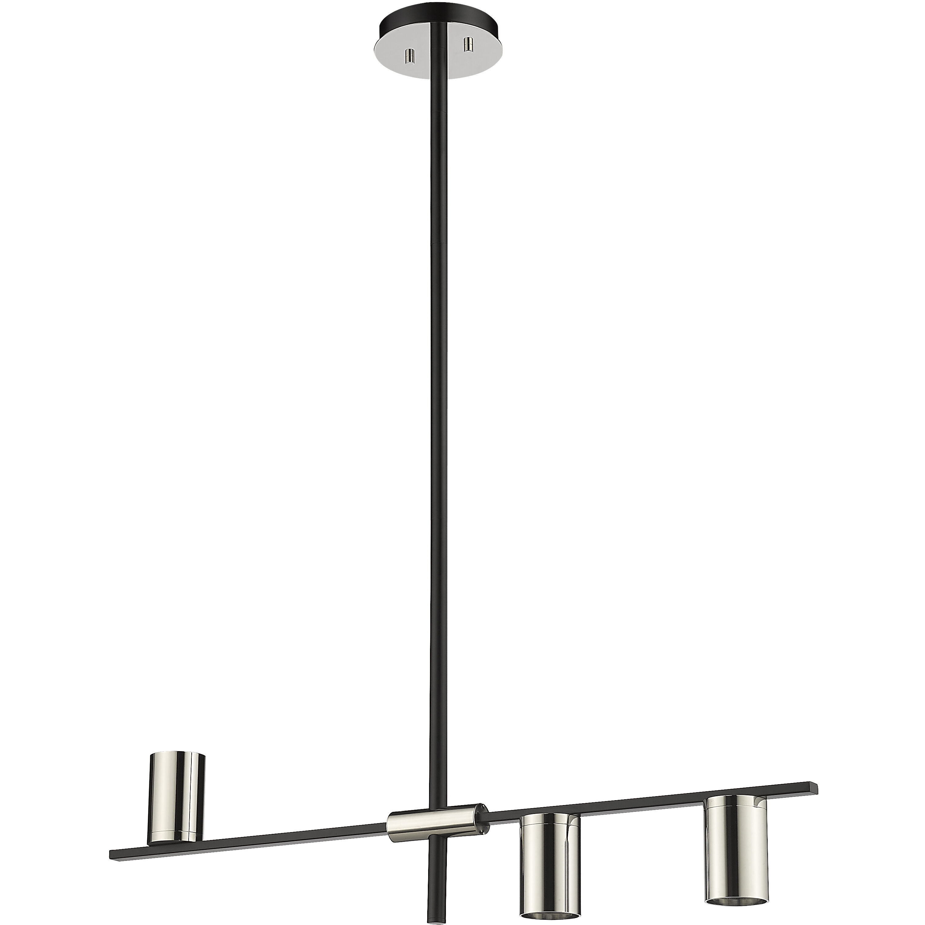Calumet 3 Light 32 inch Matte Black and Polished Nickel Linear Chandelier Ceiling Light