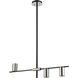 Calumet 3 Light 32 inch Matte Black and Polished Nickel Linear Chandelier Ceiling Light