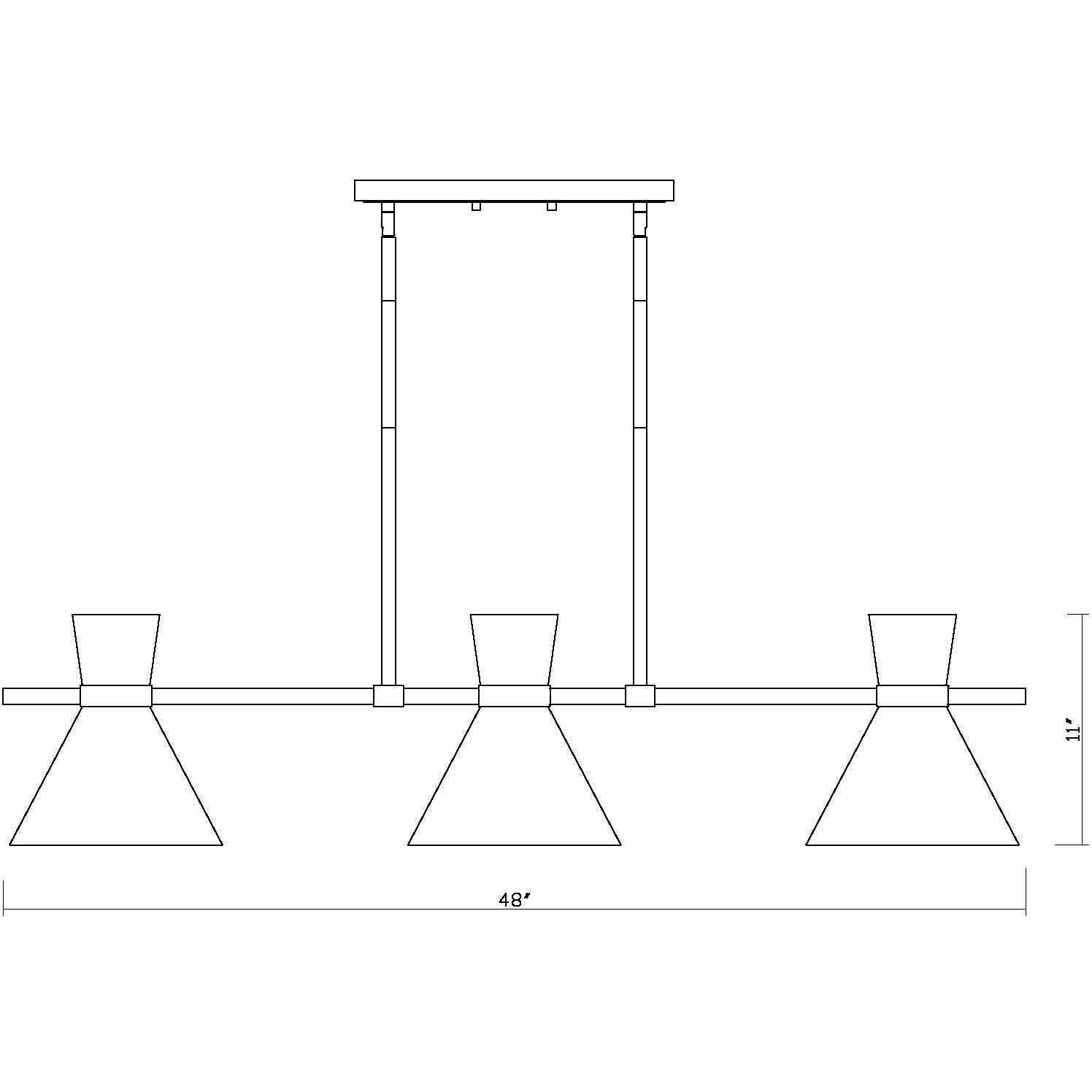 Soriano 6 Light 48 inch Matte Black and Heritage Brass Linear Chandelier Ceiling Light
