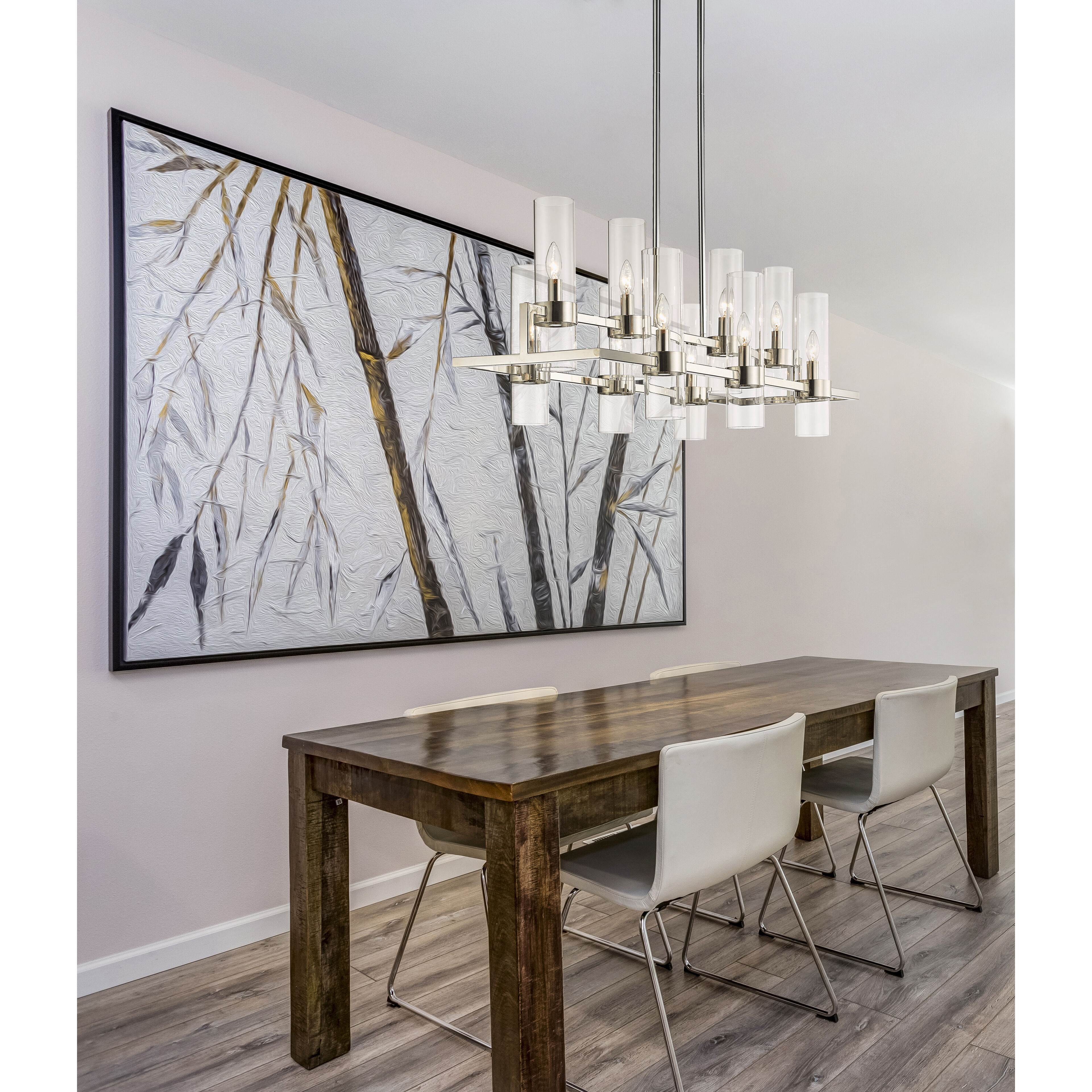 Datus 10 Light 42.5 inch Polished Nickel Linear Chandelier Ceiling Light