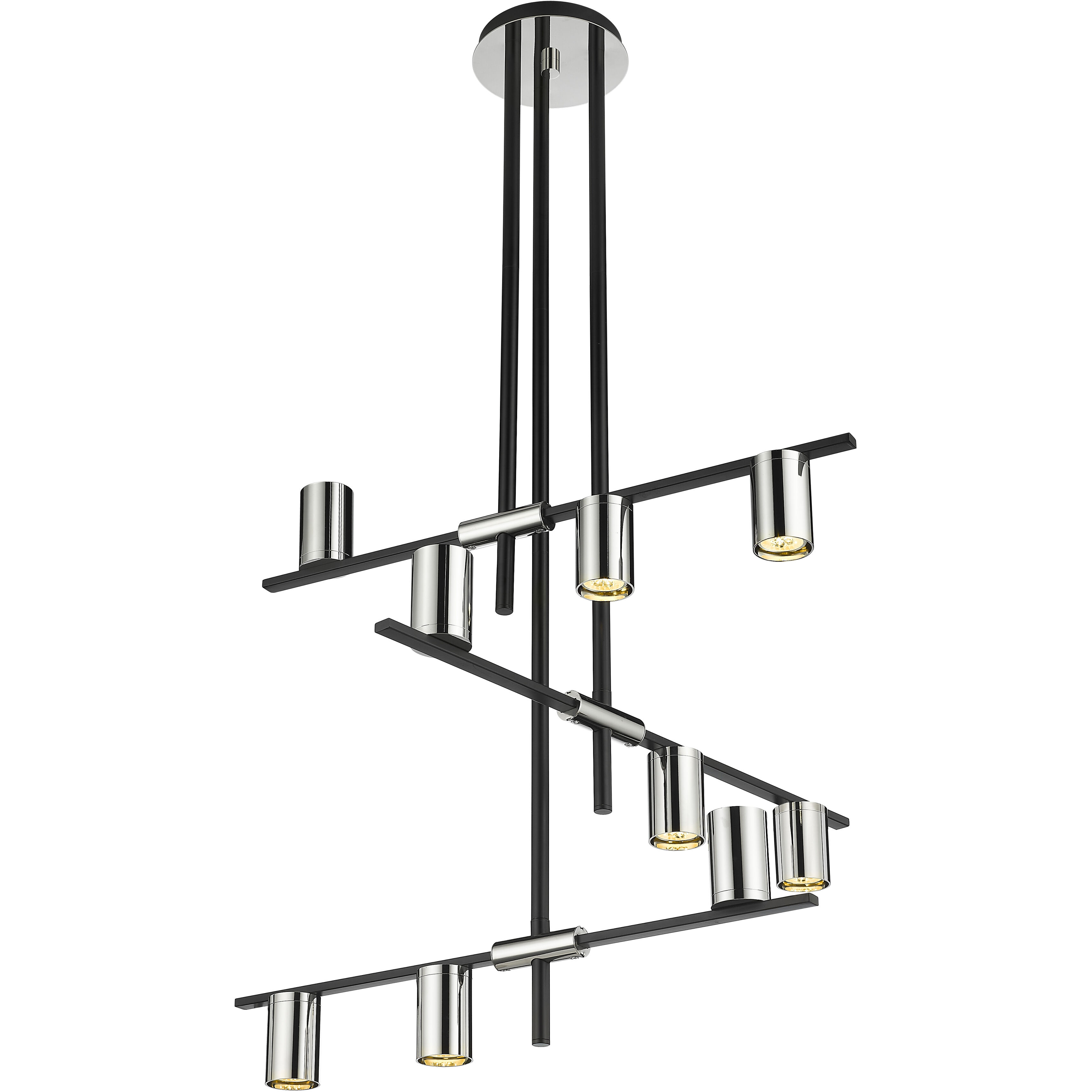 Calumet 9 Light 36 inch Matte Black and Polished Nickel Chandelier Ceiling Light