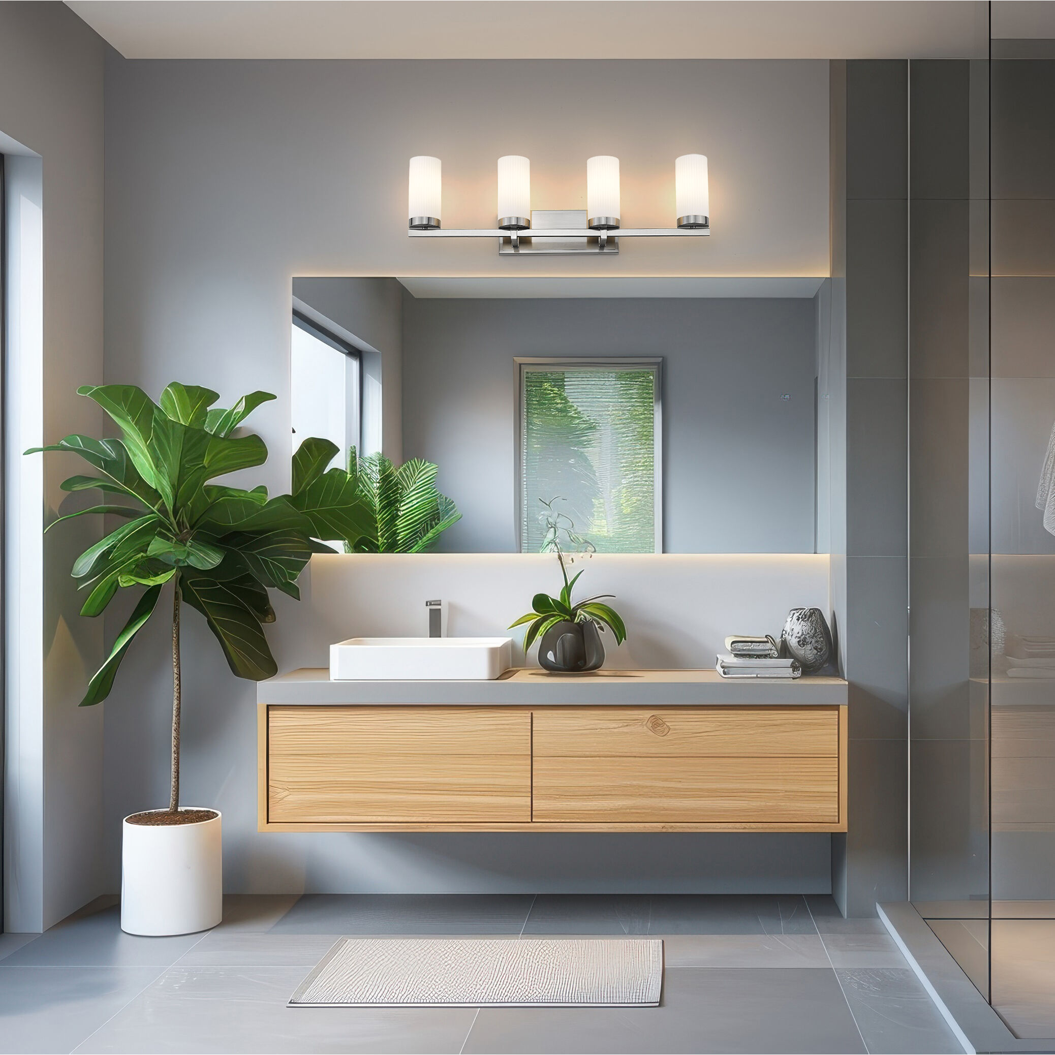 Danica 4 Light 29.5 inch Brushed Nickel Bath Vanity Light Wall Light