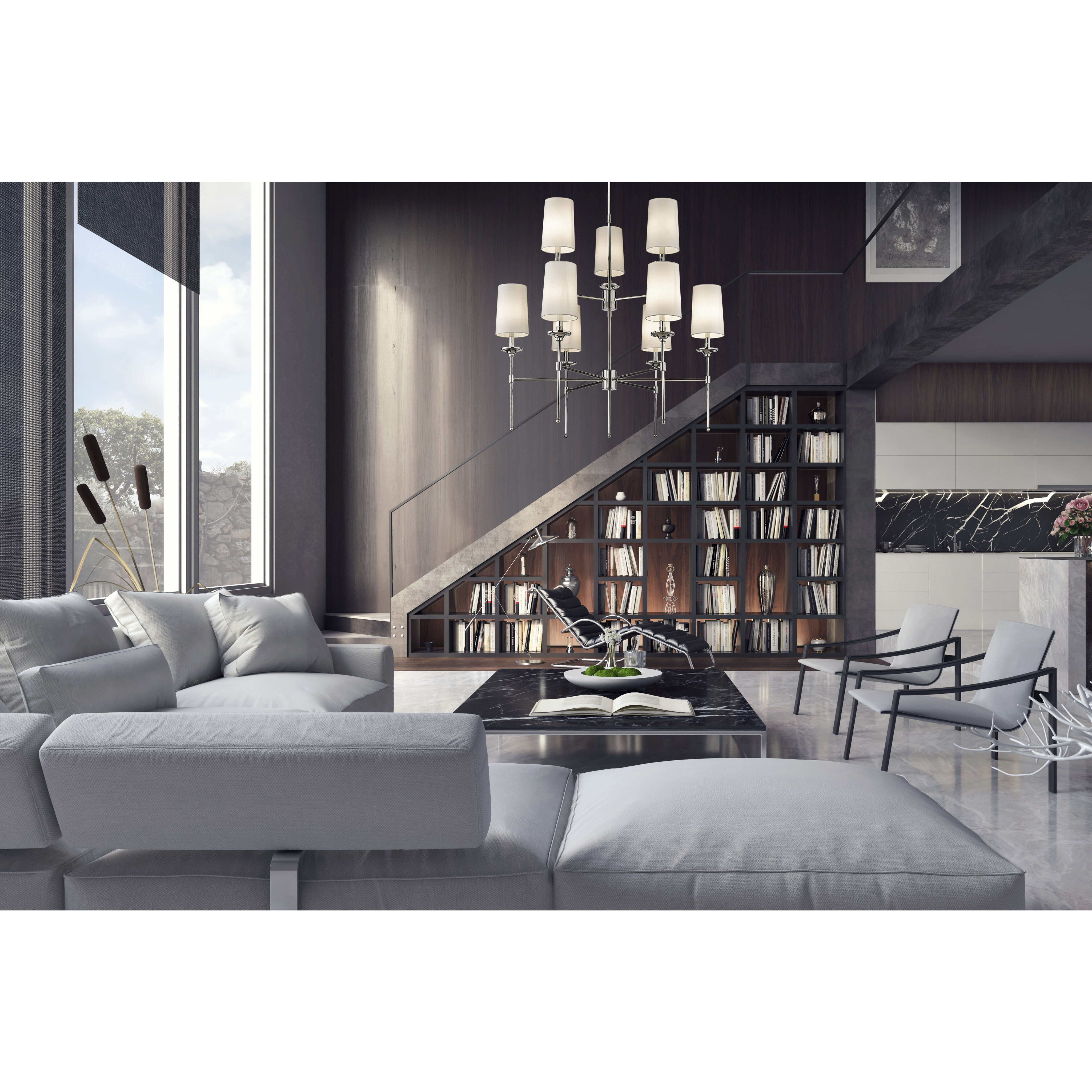 Emily 9 Light 38 inch Polished Nickel Chandelier Ceiling Light