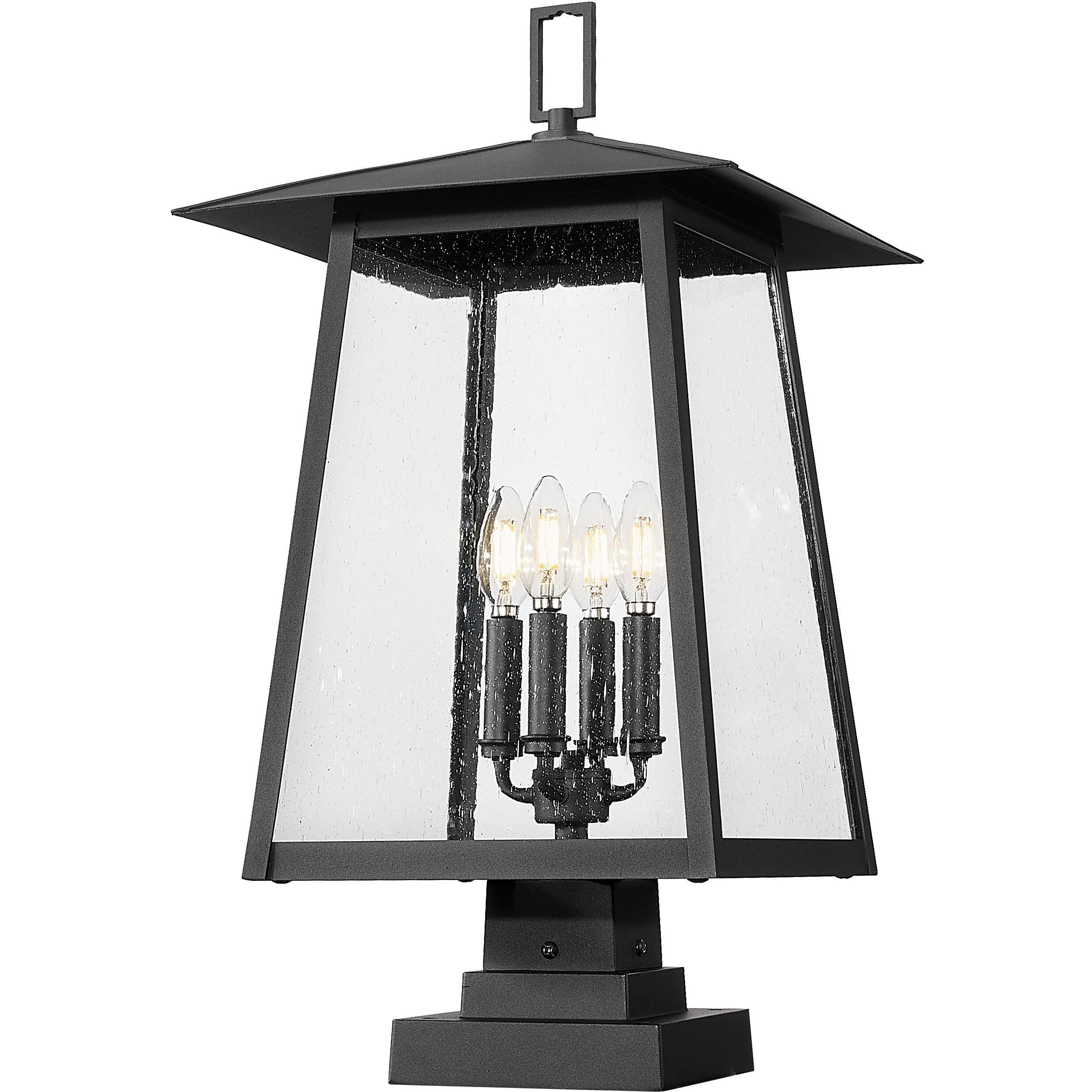 Rainer 4 Light 25.25 inch Black Outdoor Pier Mounted Fixture in G9