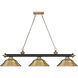 Cordon 3 Light 58 inch Matte Black and Rubbed Brass Billiard Ceiling Light in Rubbed Brass Metal