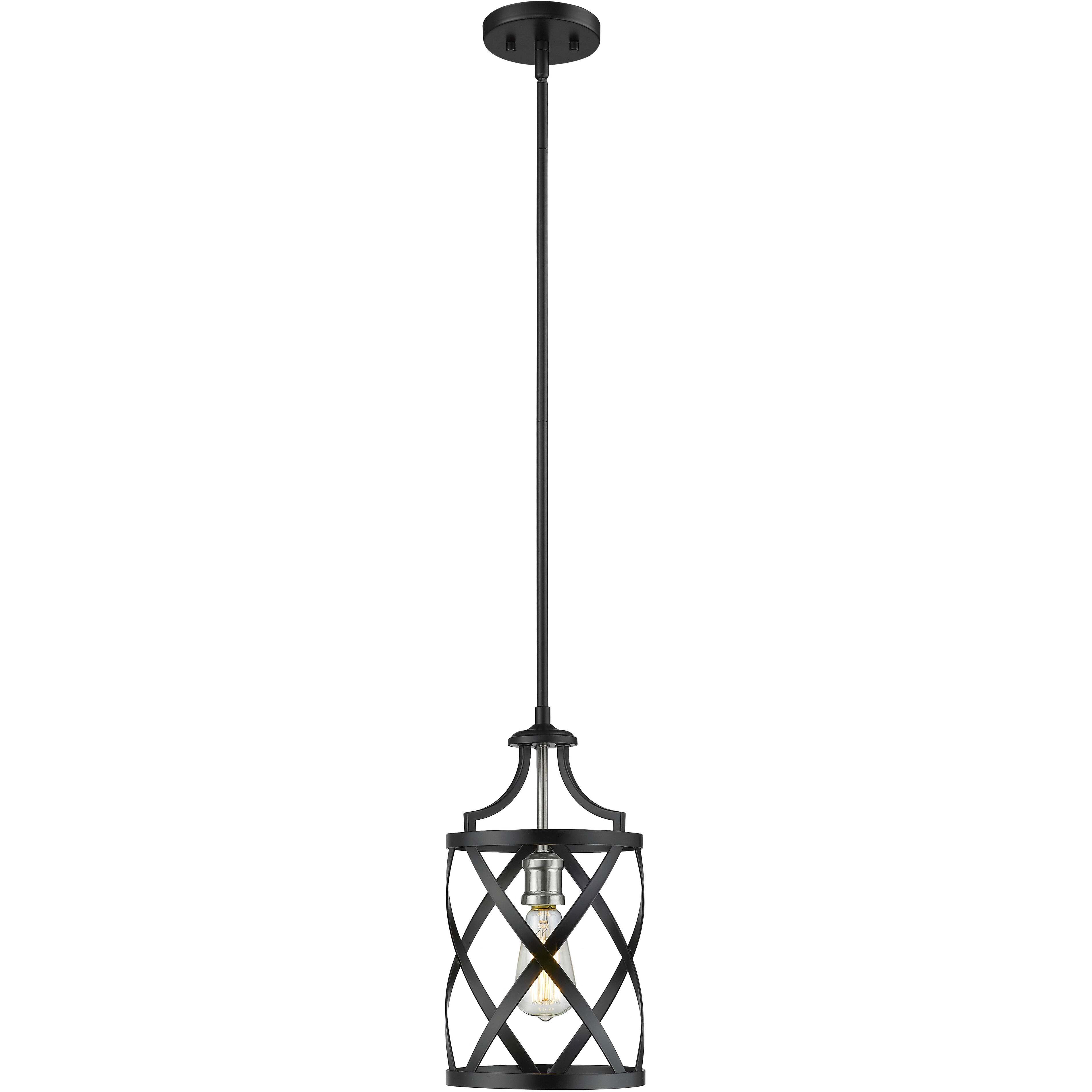 Malcalester 1 Light 8 inch Matte Black and Brushed Nickel Pendant Ceiling Light