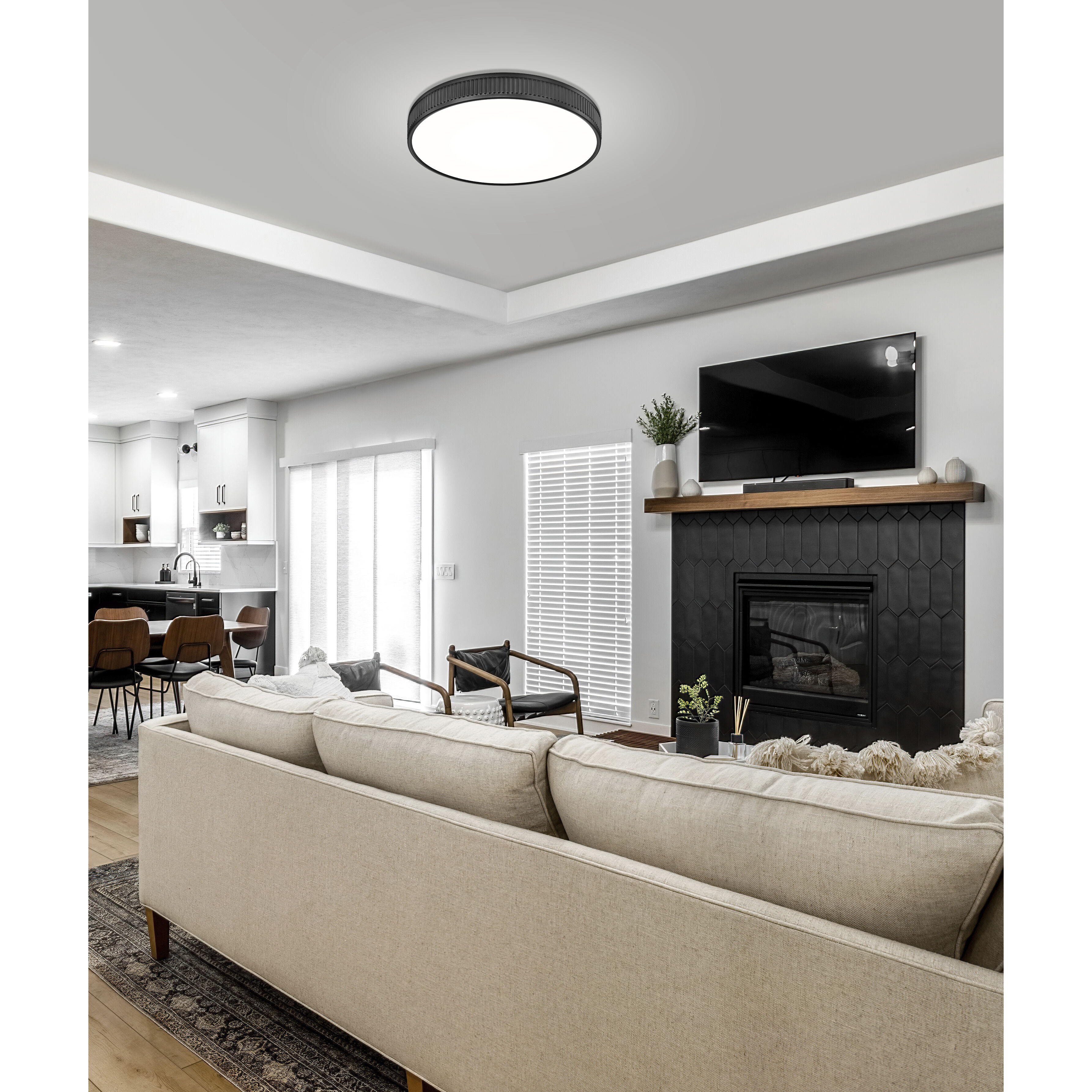 Stari LED 20.75 inch Matte Black Flush Mount Ceiling Light