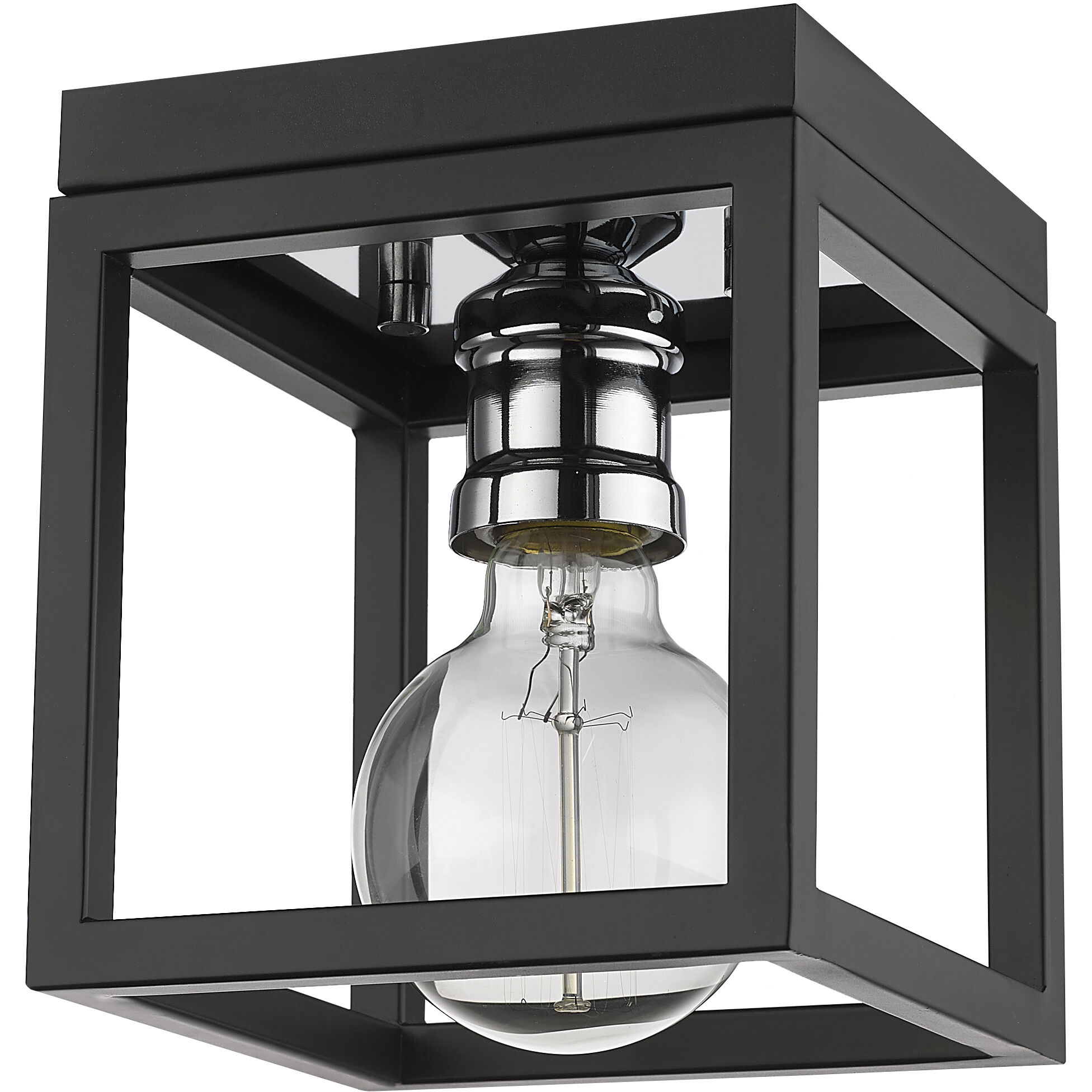 Kube 1 Light 5.75 inch Matte Black and Chrome Flush Mount Ceiling Light