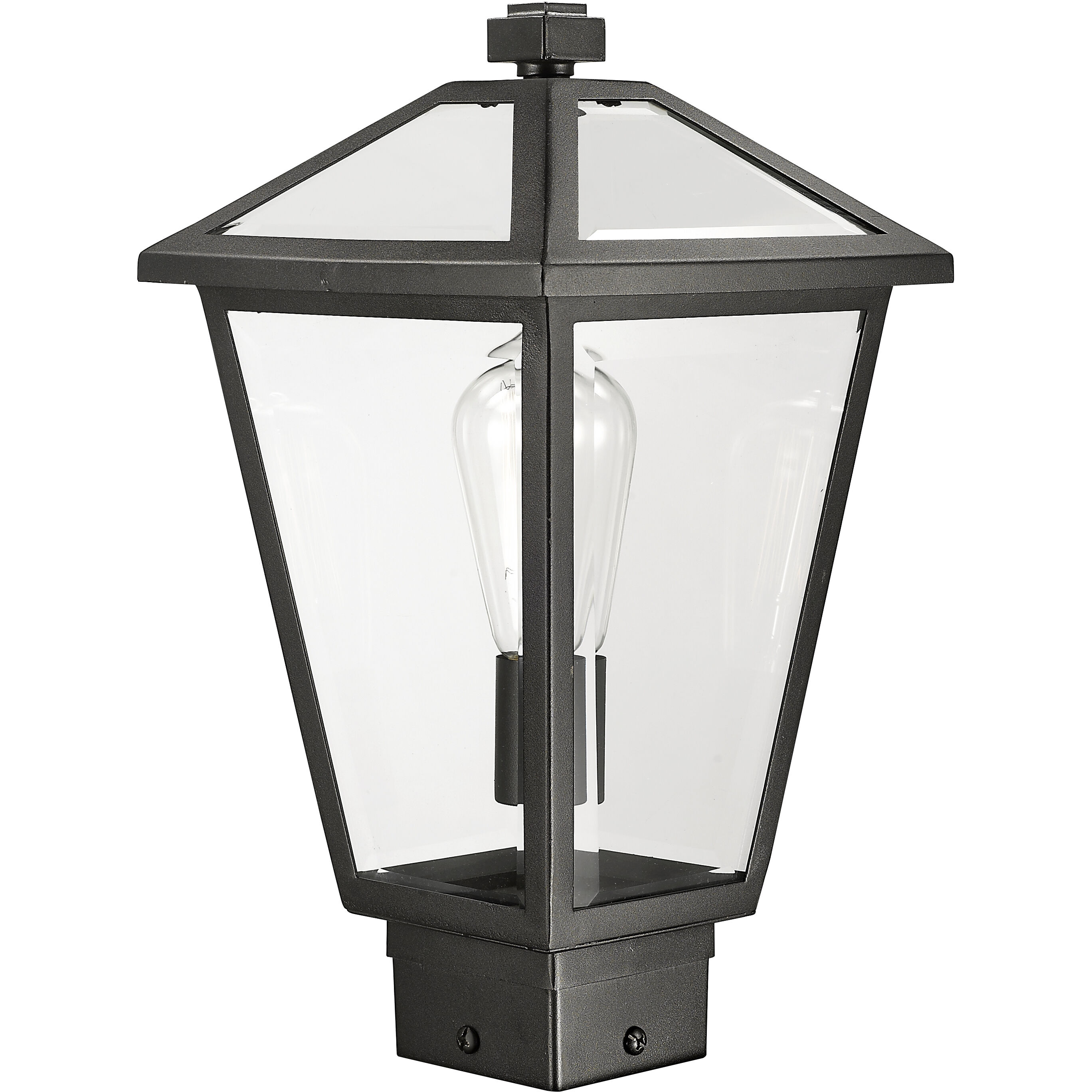 Talbot 1 Light 15 inch Black Outdoor Post Mount Fixture in Clear Beveled Glass