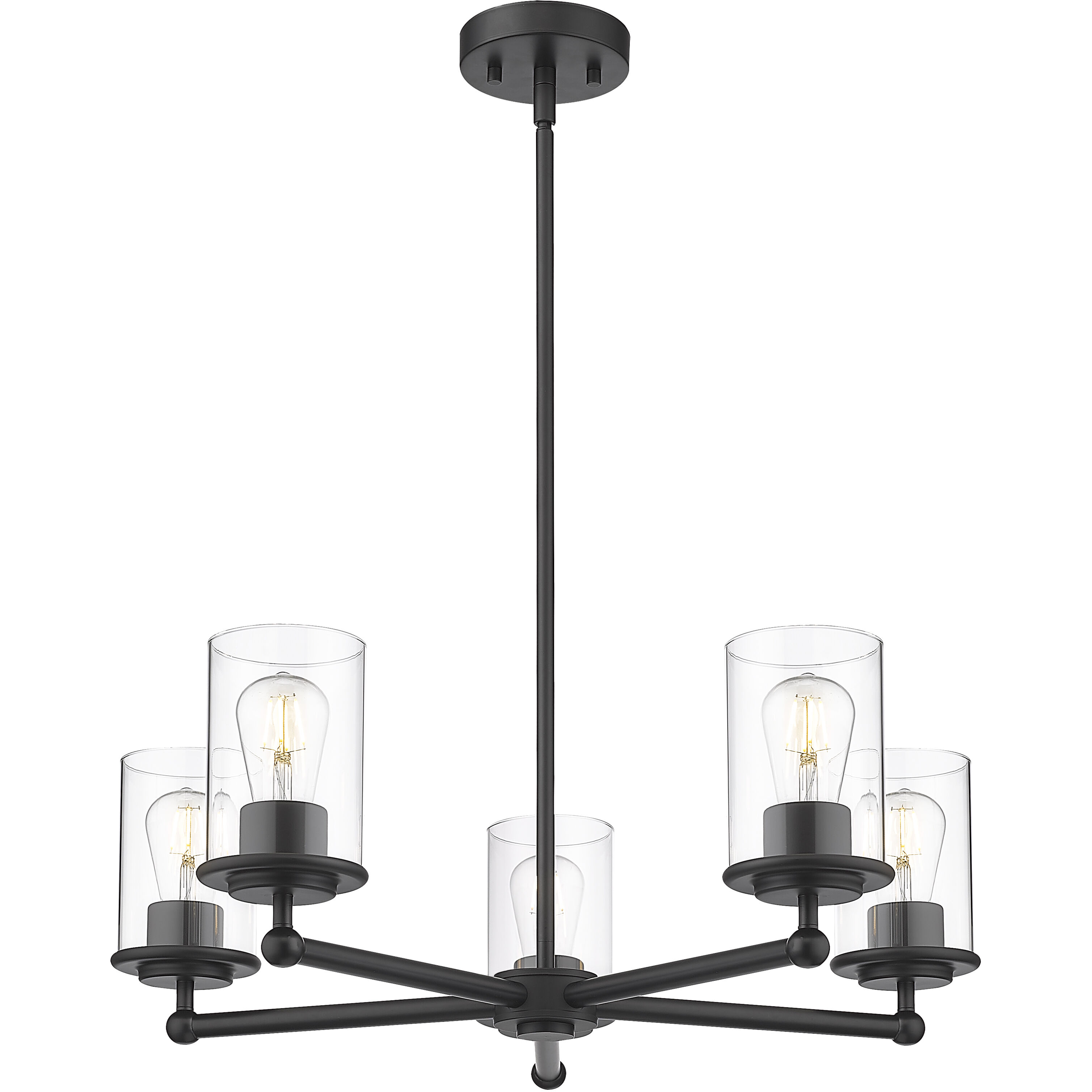 Thayer 5 Light 26 inch Matte Black Chandelier Ceiling Light