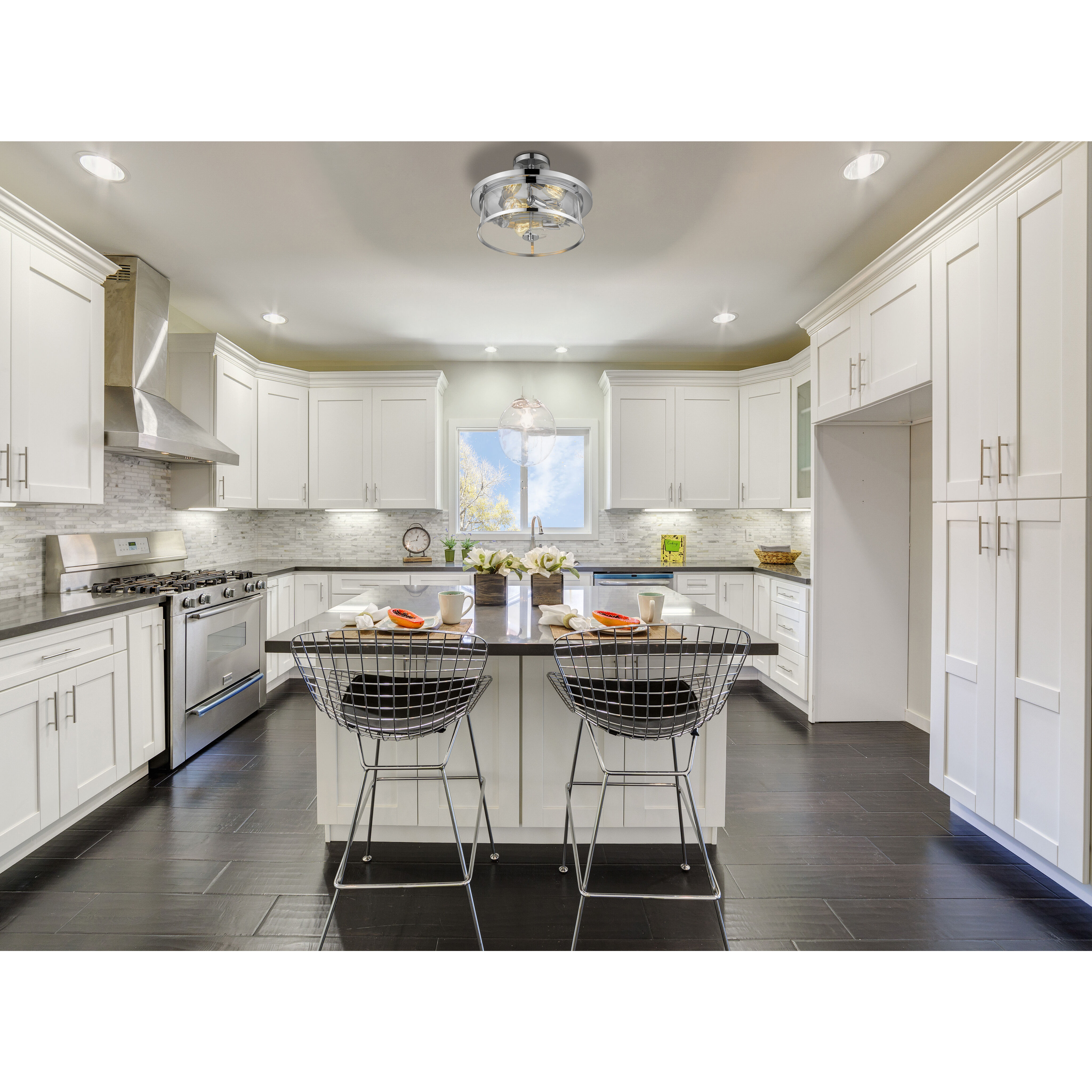 Savannah 3 Light 15.75 inch Chrome Semi Flush Mount Ceiling Light