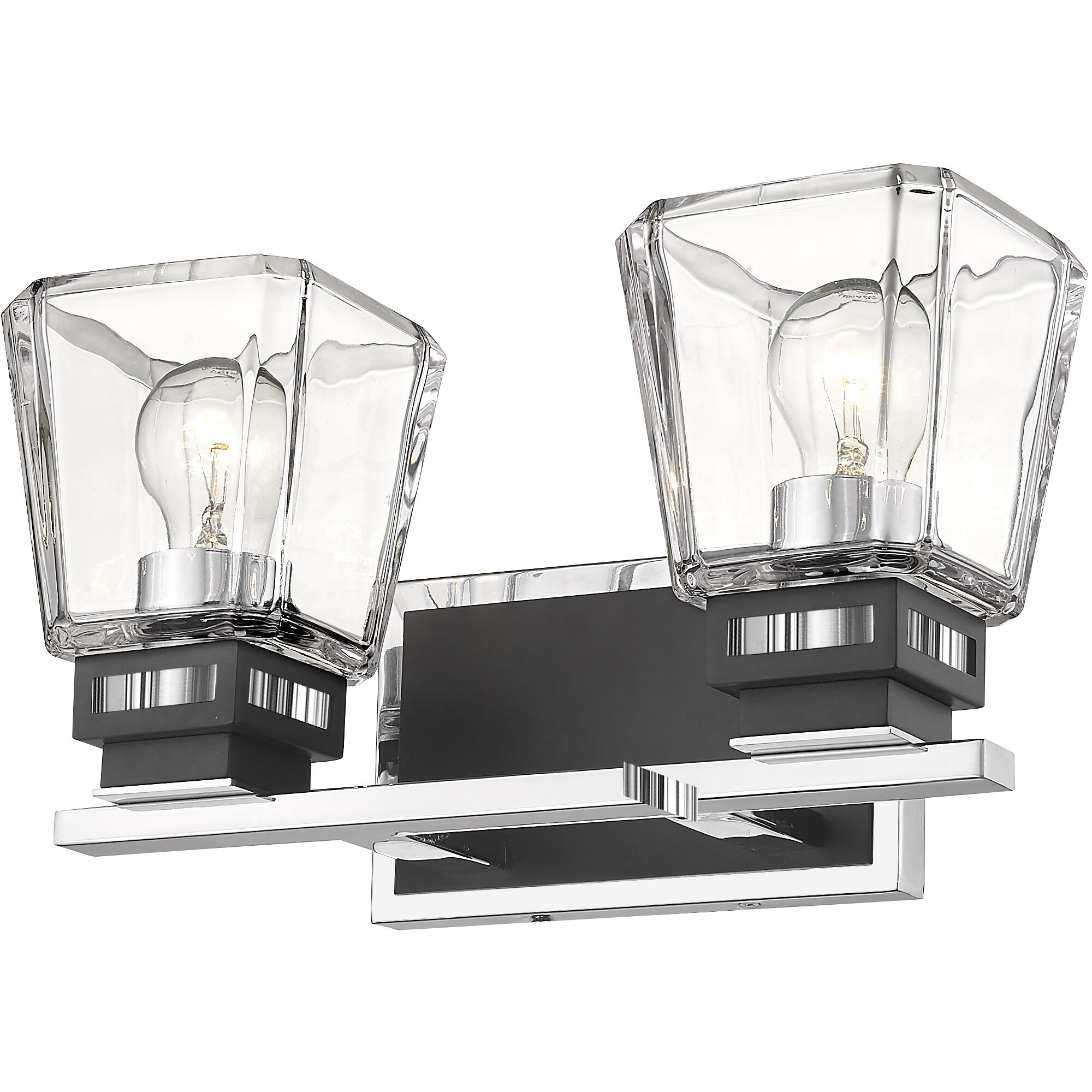 Jackson 2 Light 14.25 inch Chrome and Matte Black Vanity Wall Light