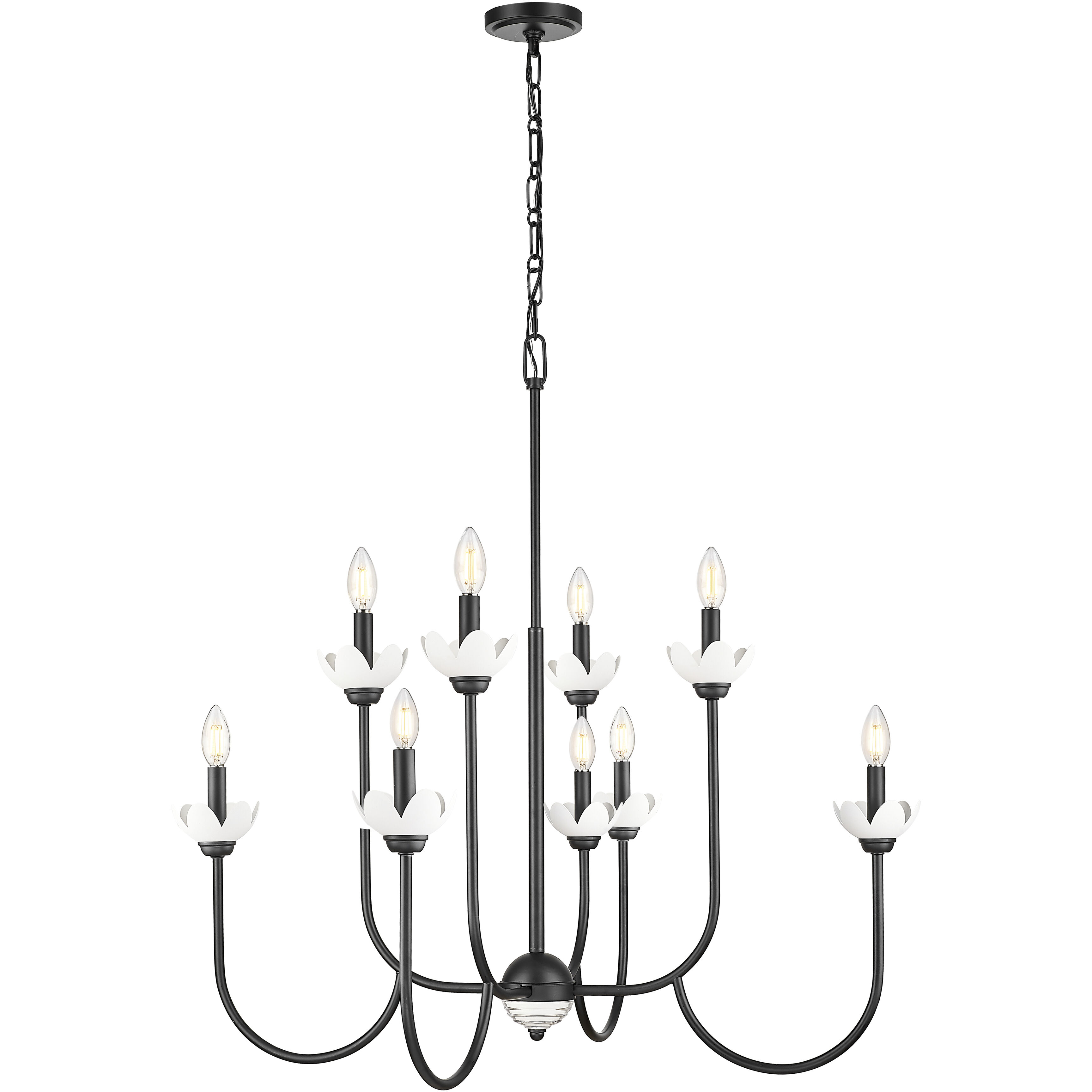 Allistair 8 Light 36 inch Matte Black Chandelier Ceiling Light