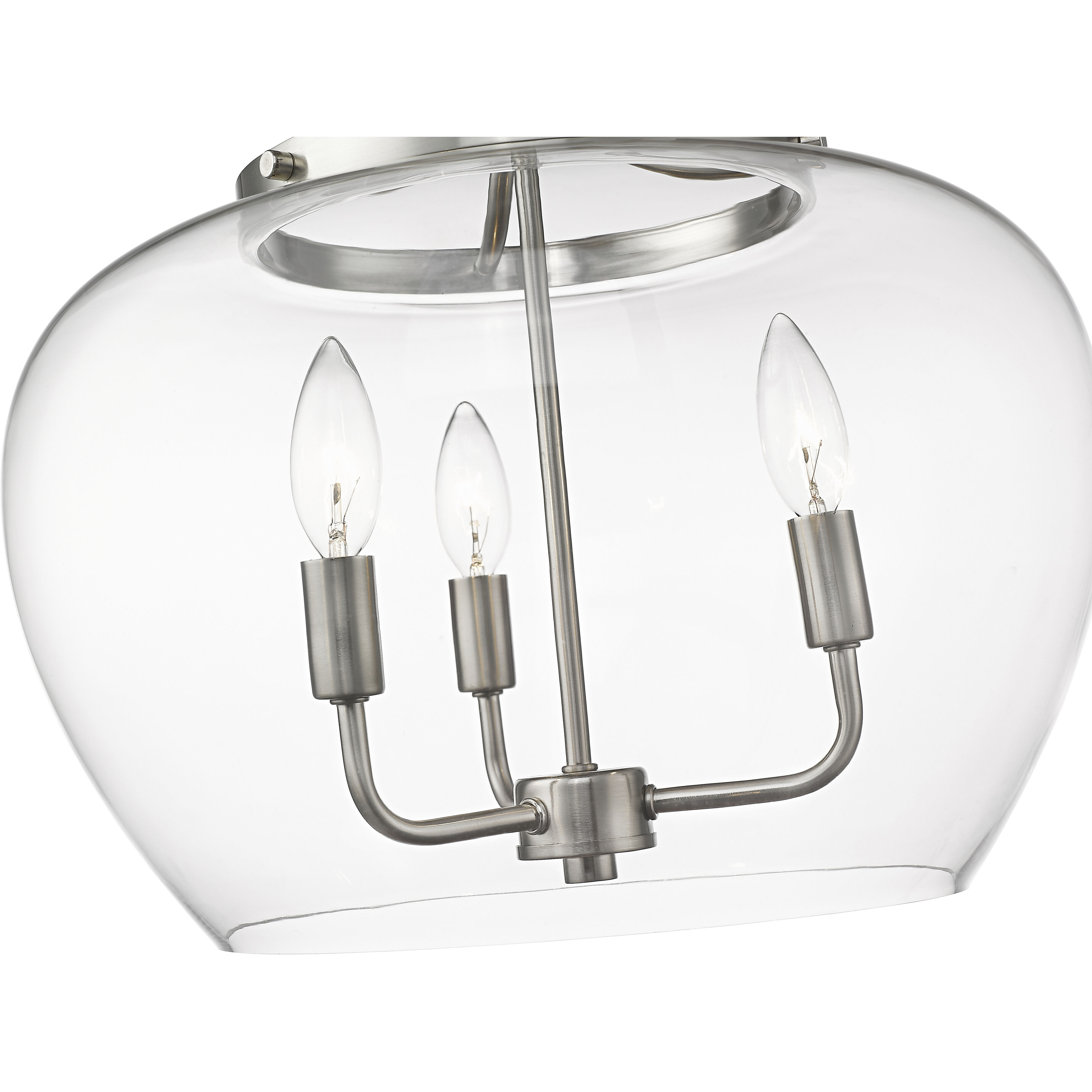 Joliet 3 Light 15.75 inch Brushed Nickel Semi Flush Mount Ceiling Light