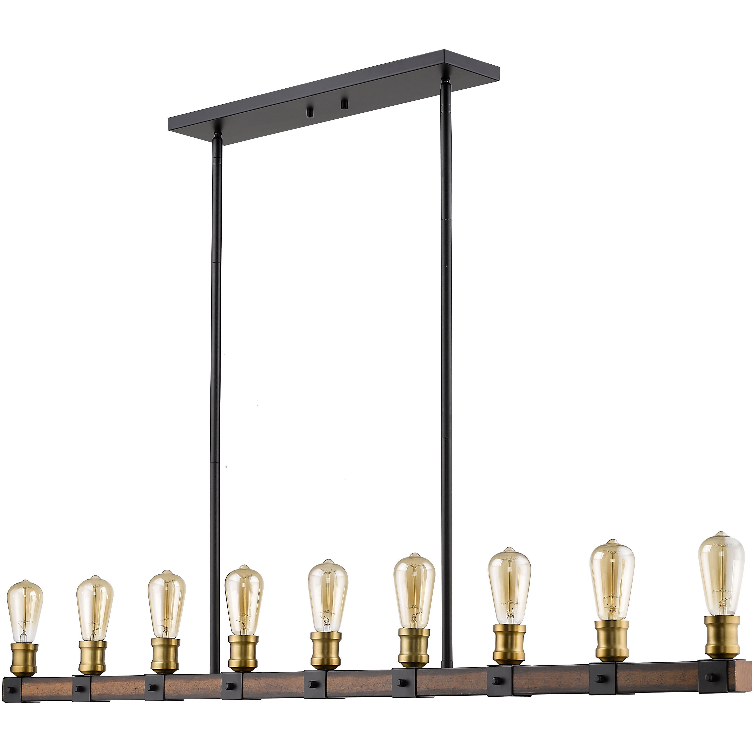 Kirkland 9 Light 56 inch Rustic Mahogany Linear Chandelier Ceiling Light