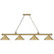 Cordon 4 Light 81.25 inch Rubbed Brass Billiard Ceiling Light in Rubbed Brass Metal