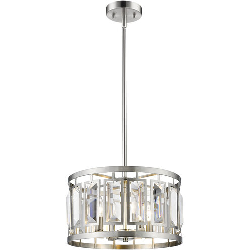 Mersesse 4 Light 15.25 inch Brushed Nickel Pendant Ceiling Light in 9, Clear Crystal