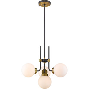 Parsons 4 Light 22 inch Matte Black/Olde Brass Chandelier Ceiling Light