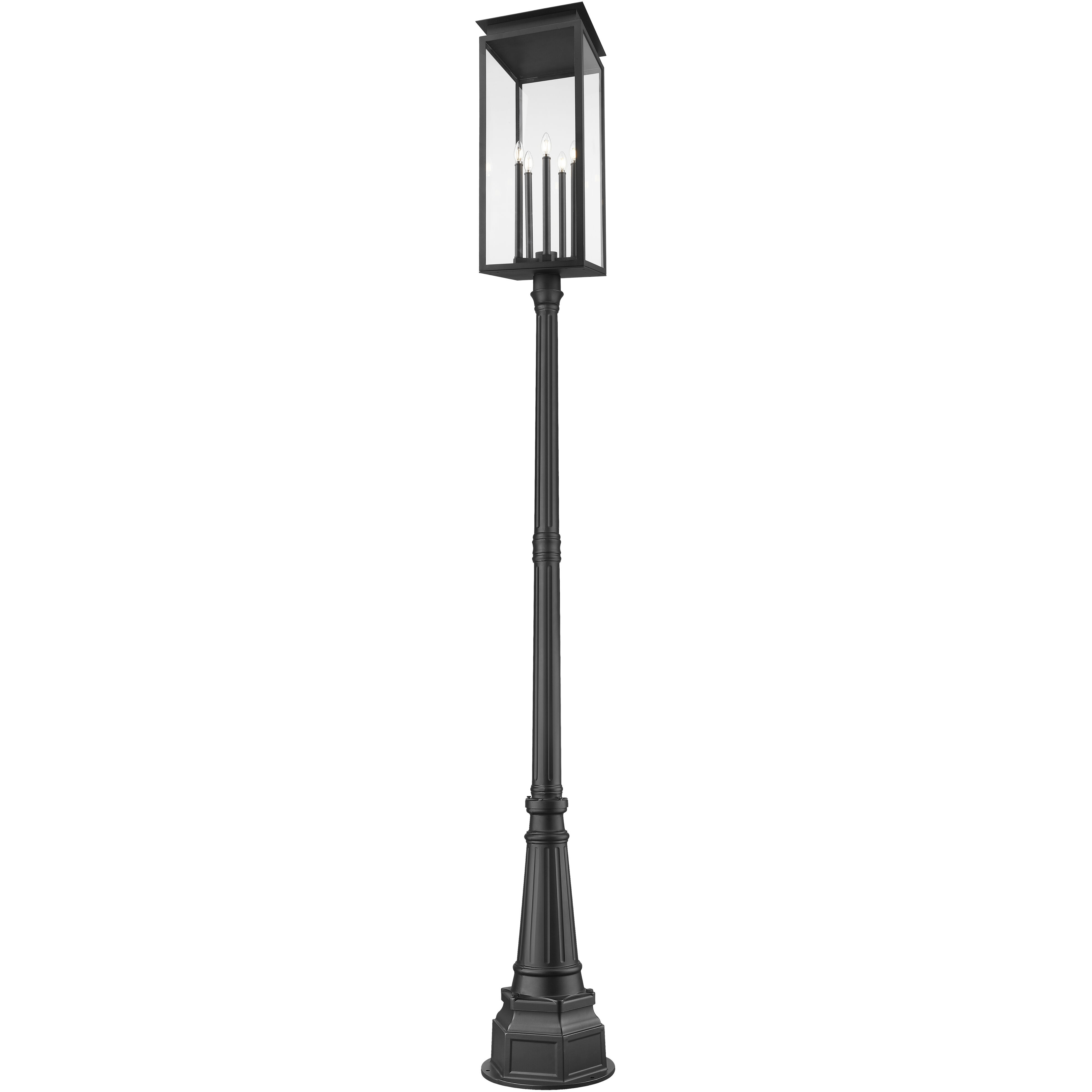 Nova 5 Light 117 inch Black Outdoor Post Mounted Fixture