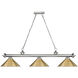 Cordon 3 Light 57.25 inch Brushed Nickel Billiard Ceiling Light in Rubbed Brass Metal