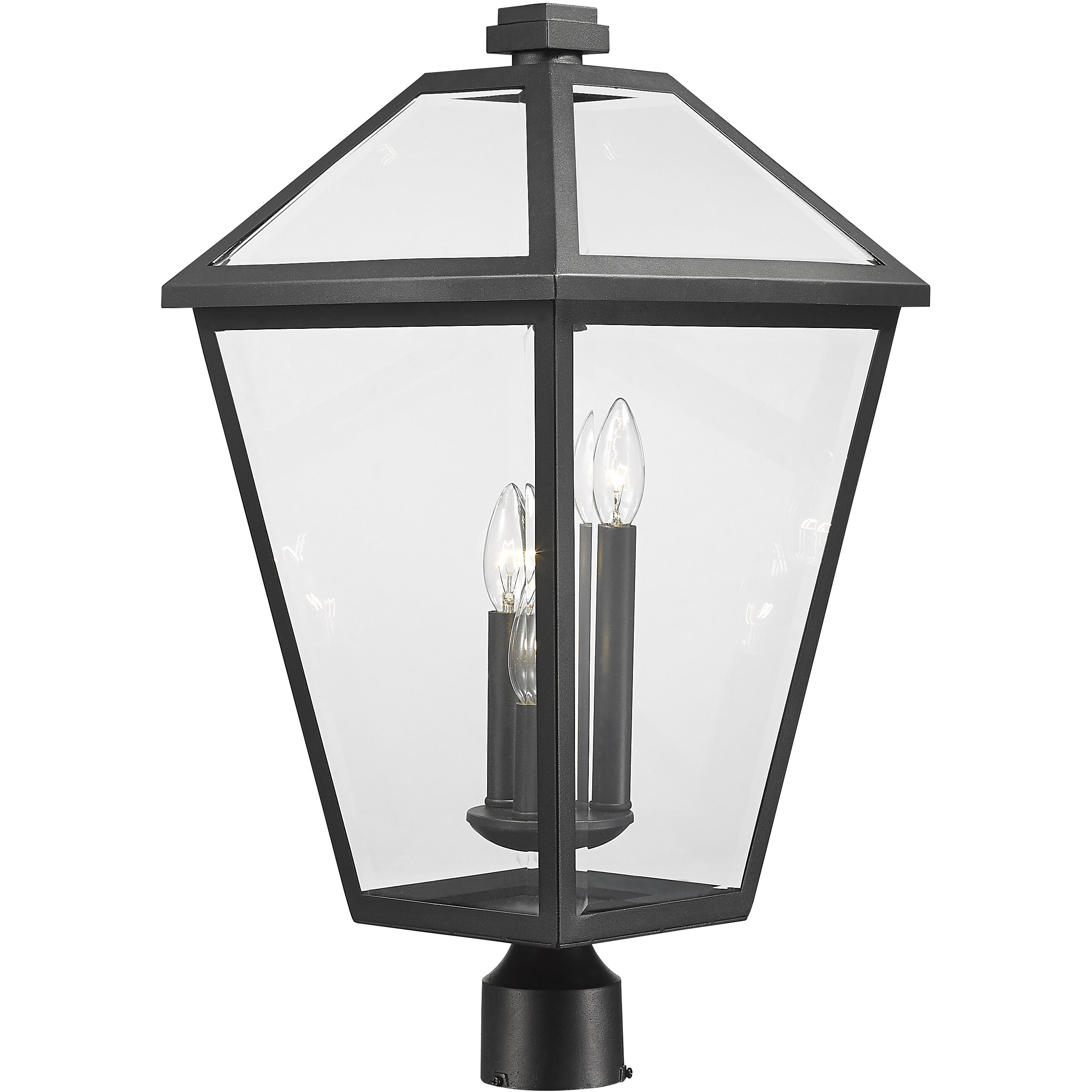 Talbot 3 Light 23.75 inch Black Outdoor Post Mount Fixture in Clear Beveled Glass