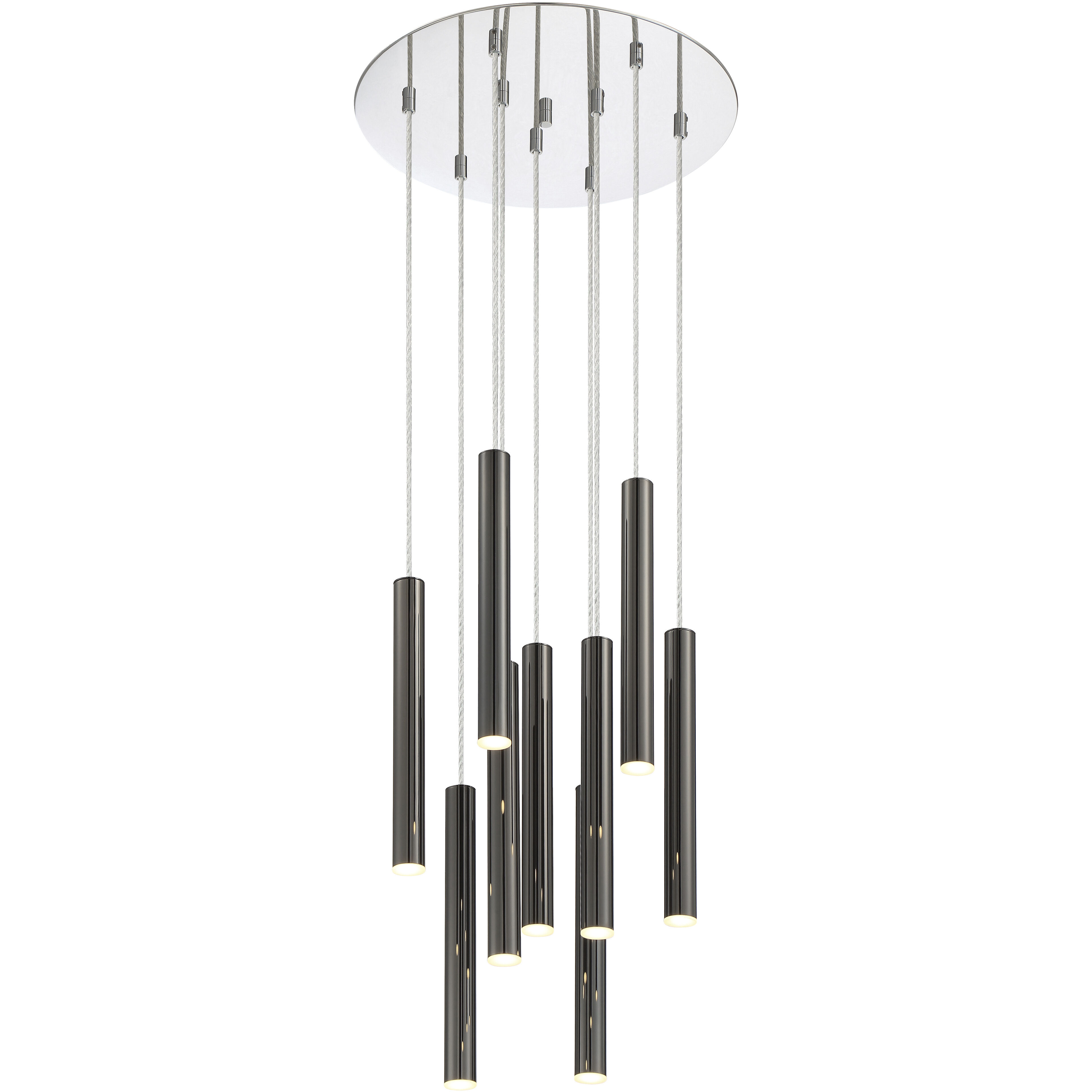Forest LED 16 inch Chrome Chandelier Ceiling Light in Pearl Black Steel