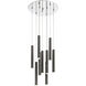 Forest LED 16 inch Chrome Chandelier Ceiling Light in Pearl Black Steel