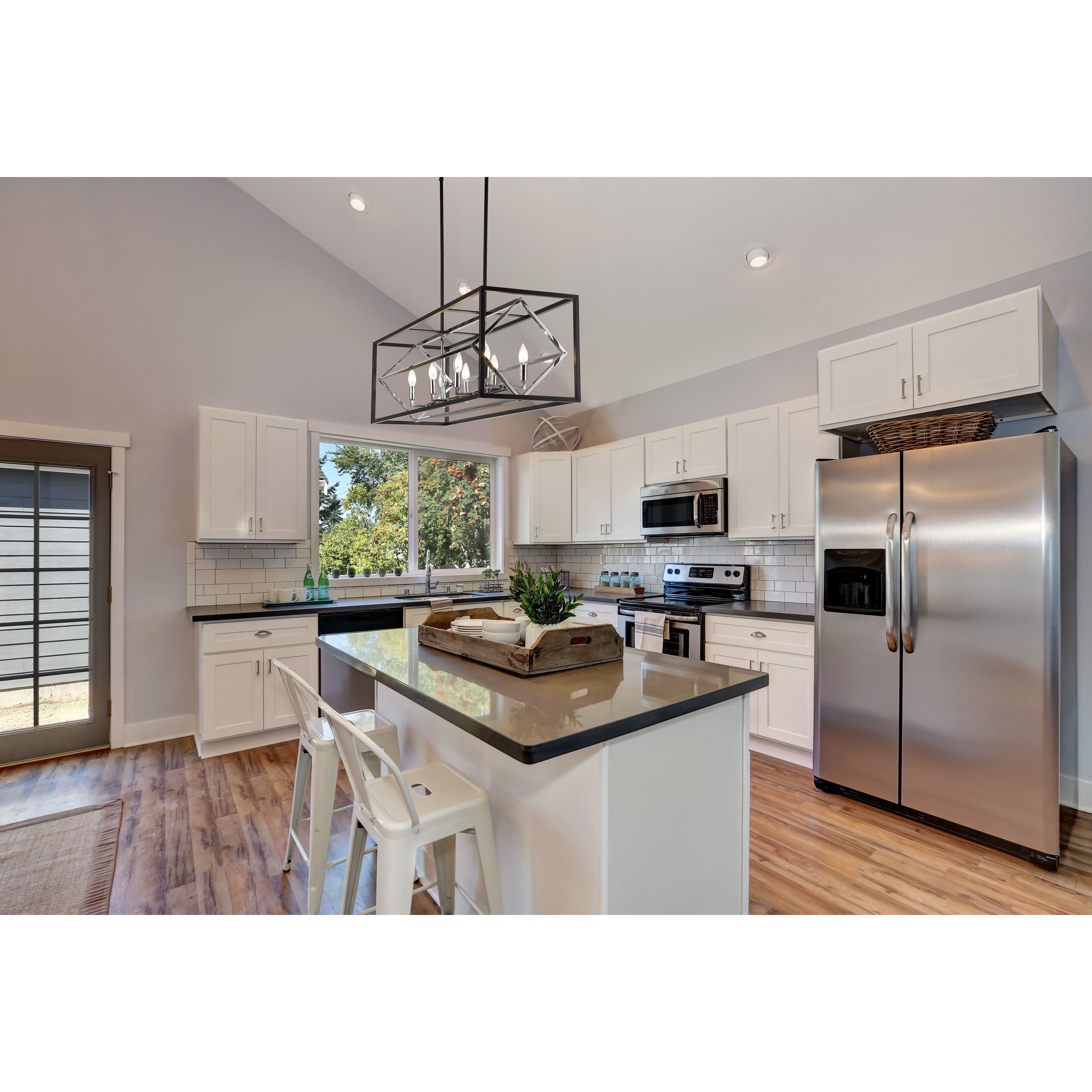 Euclid 8 Light 44 inch Chrome and Matte Black Linear Chandelier Ceiling Light