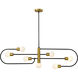 Neutra 7 Light 56 inch Matte Black and Foundry Brass Billiard Light Ceiling Light