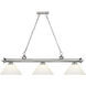 Cordon 3 Light 57.25 inch Brushed Nickel Billiard Ceiling Light in Matte Opal Glass