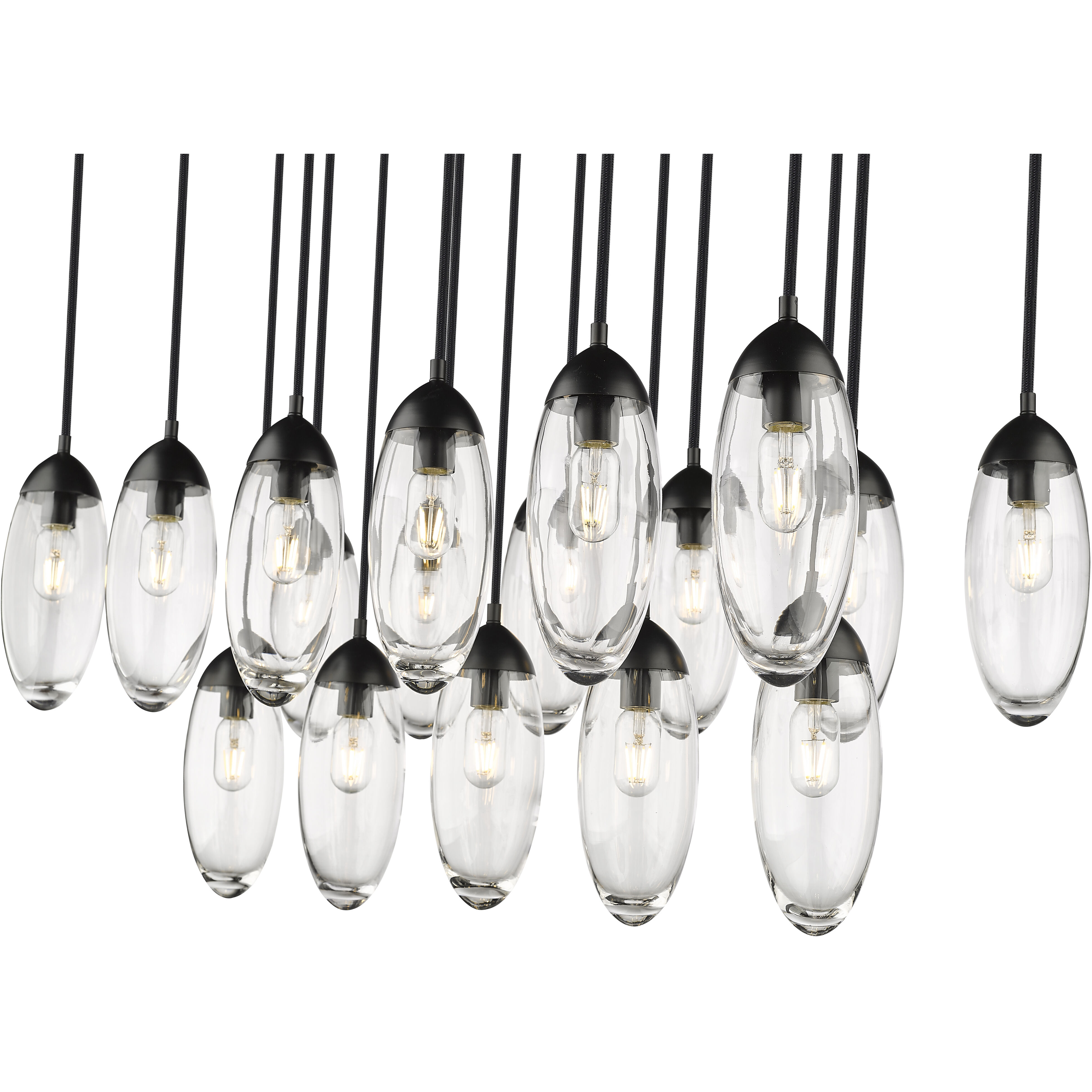 Arden 17 Light 42 inch Matte Black Linear Chandelier Ceiling Light