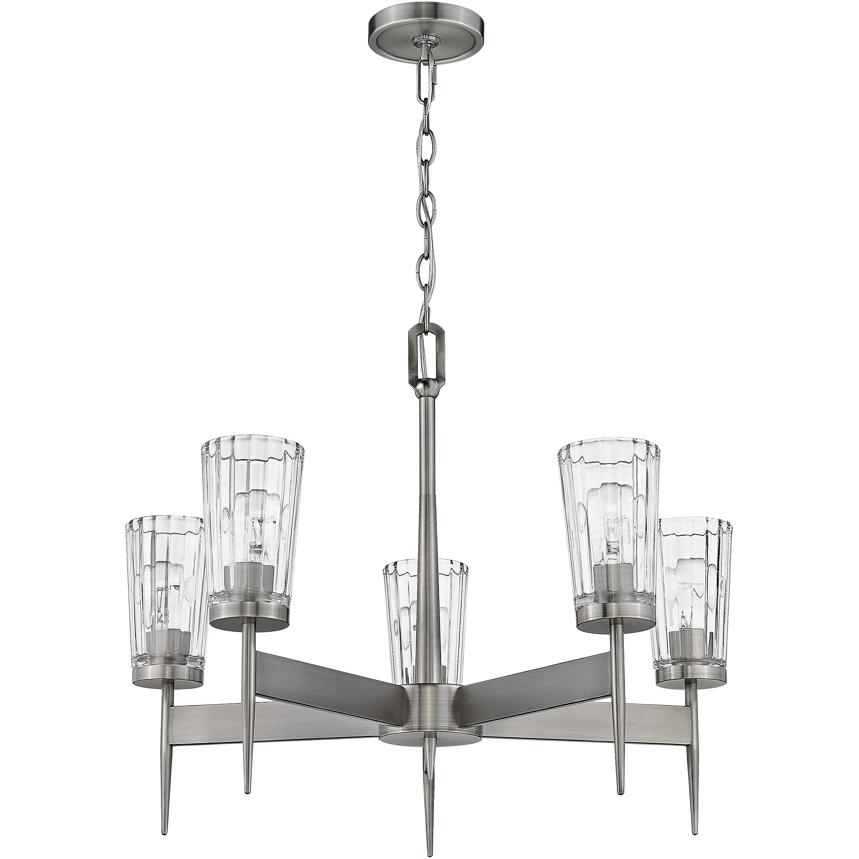 Flair 5 Light 25.5 inch Antique Nickel Chandelier Ceiling Light in 14