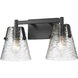 Analia 2 Light 16.5 inch Matte Black Vanity Wall Light