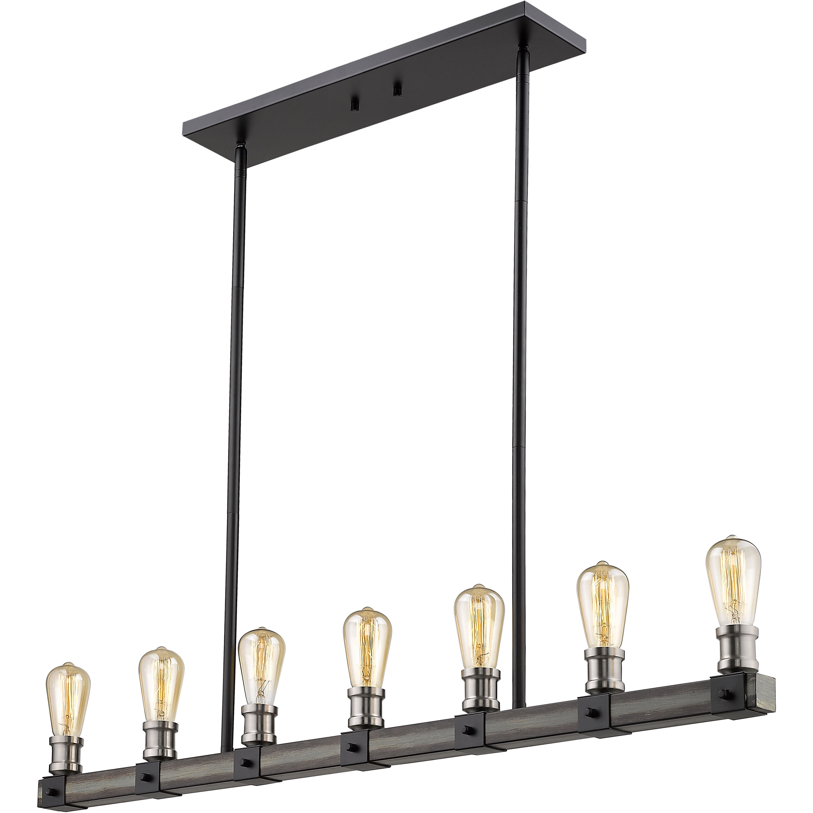 Kirkland 7 Light 44 inch Ashen Barnboard Linear Chandelier Ceiling Light