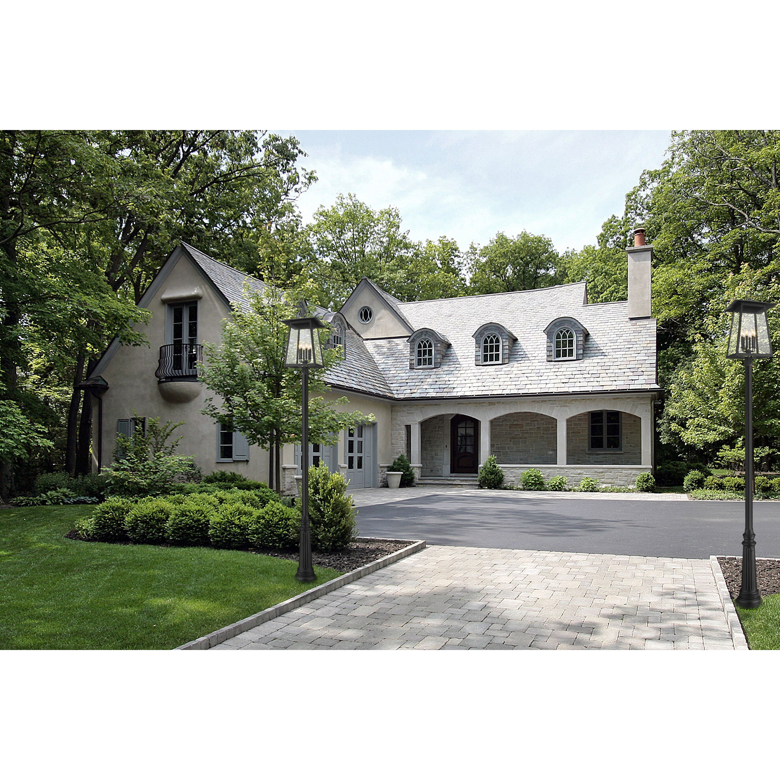 Rainer 6 Light 126 inch Black Outdoor Post Mounted Fixture in G9