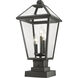 Talbot 3 Light 21 inch Black Outdoor Pier Mounted Fixture in Clear Beveled Glass