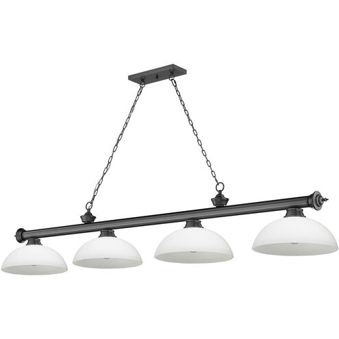 Cordon 4 Light 81.25 inch Bronze Plate Billiard Ceiling Light in Matte Opal Glass