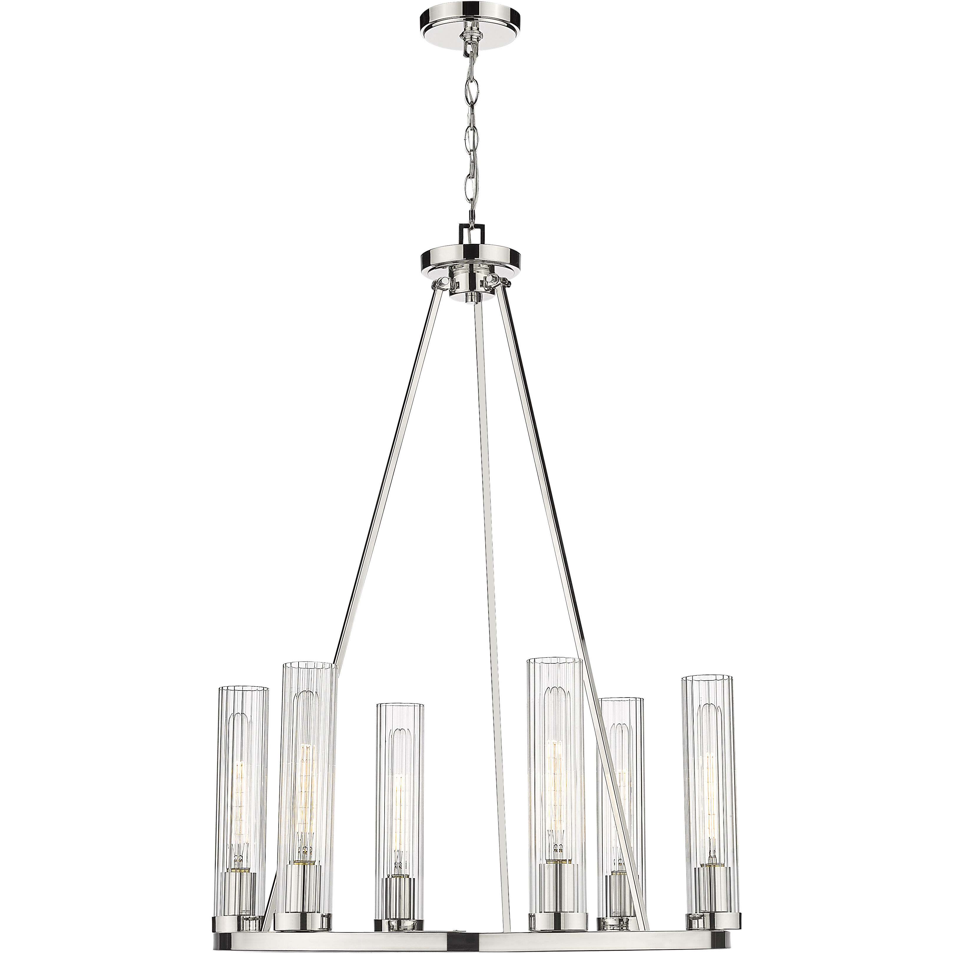 Beau 6 Light 26 inch Polished Nickel Chandelier Ceiling Light