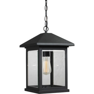 Portland 1 Light 10 inch Black Outdoor Chain Mount Ceiling Fixture in Clear Beveled Glass, 6.74