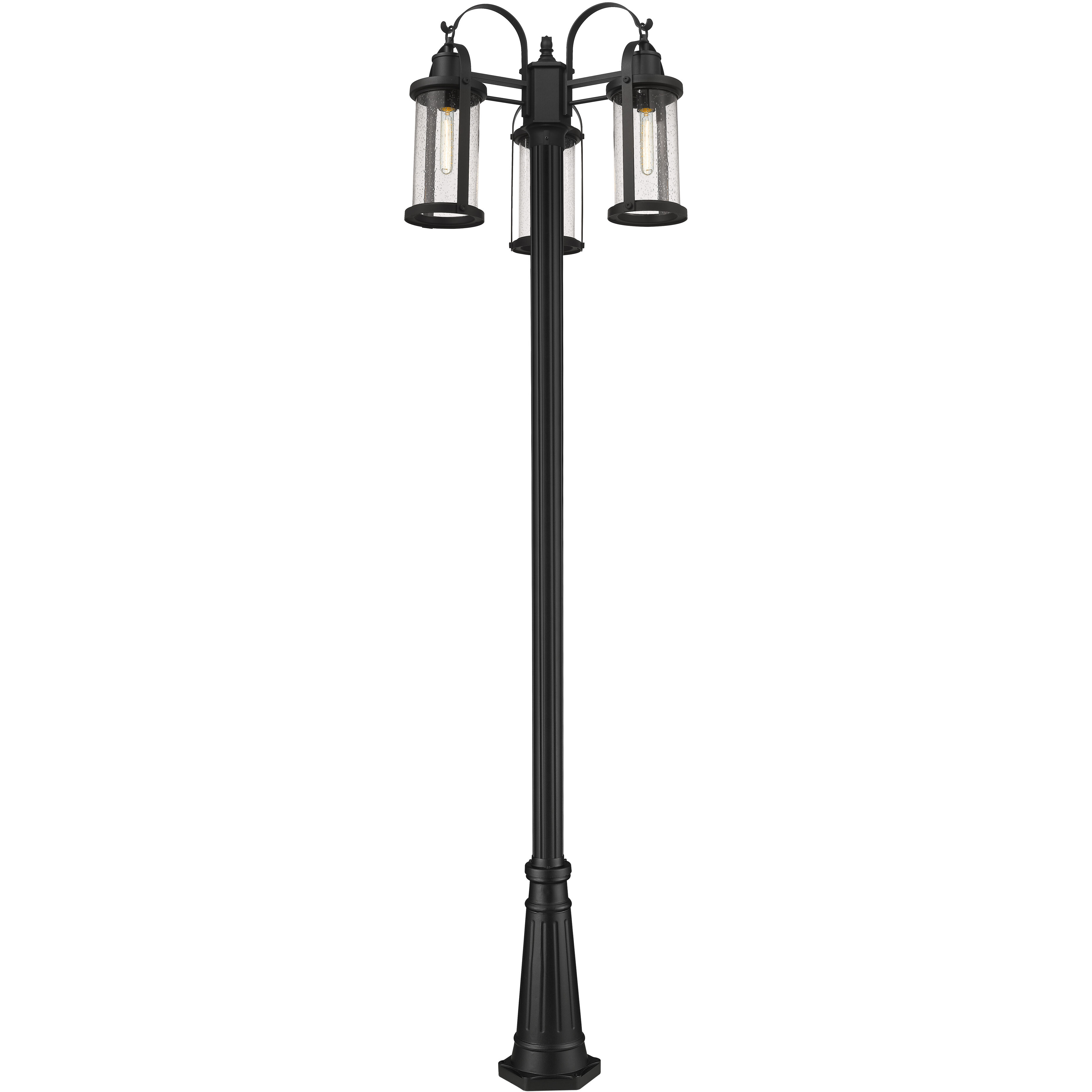 Roundhouse 3 Light 114.5 inch Black Outdoor Post Mounted Fixture