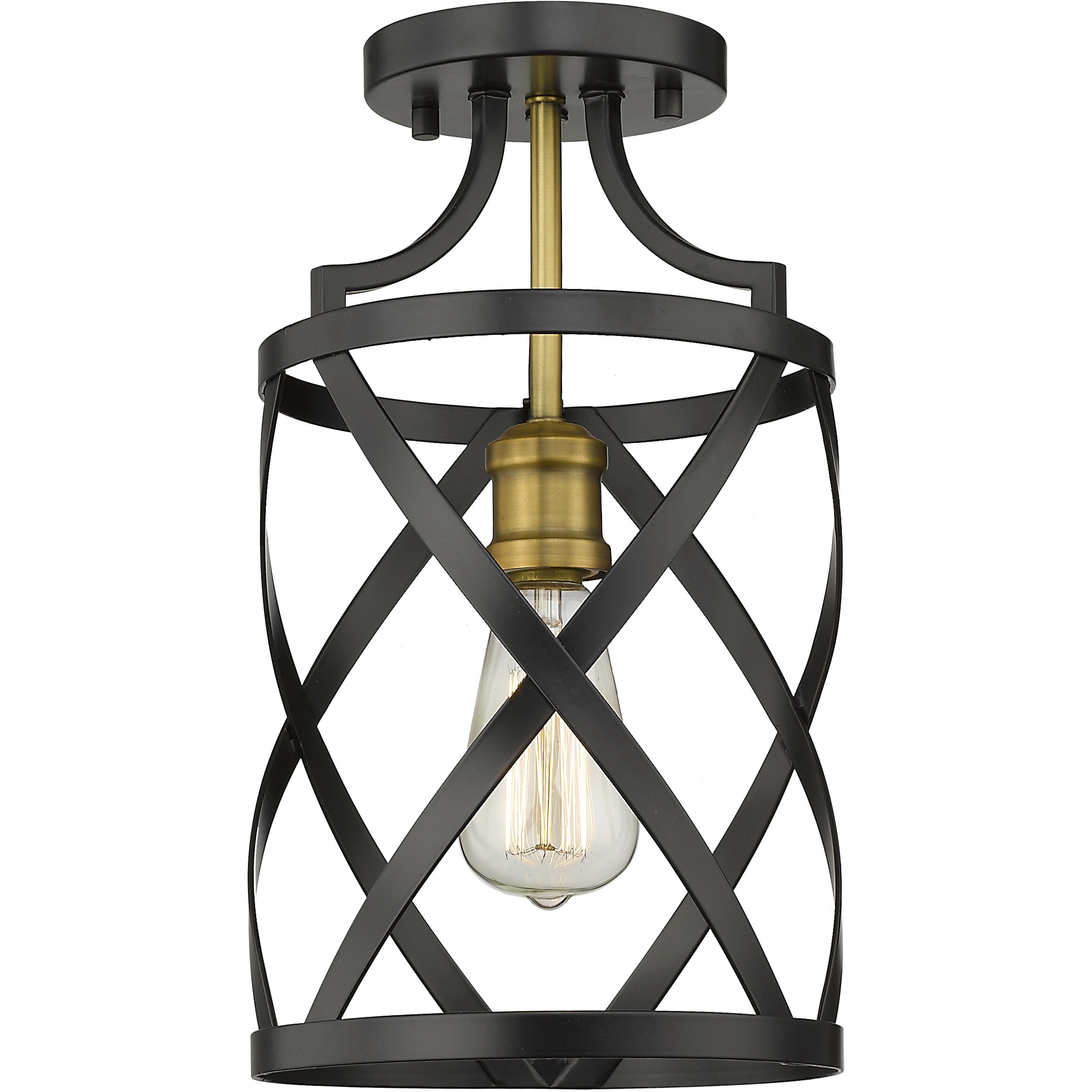 Malcalester 1 Light 8 inch Matte Black and Olde Brass Flush Mount Ceiling Light