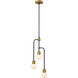 Neutra 3 Light 11.75 inch Matte Black and Foundry Brass Chandelier Ceiling Light