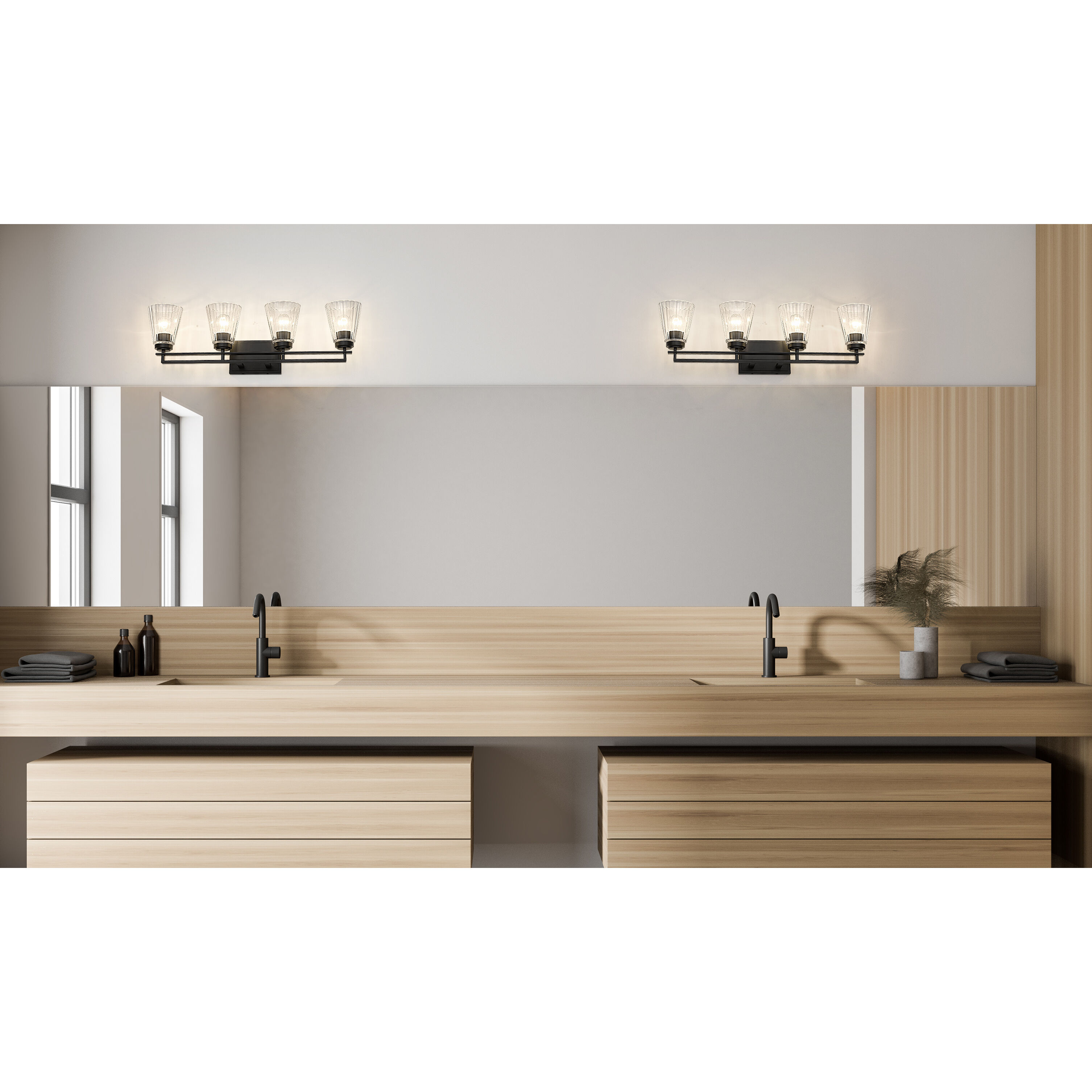 Lyna 4 Light 30.5 inch Matte Black Vanity Wall Light