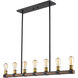 Kirkland 7 Light 44 inch Rustic Mahogany Linear Chandelier Ceiling Light