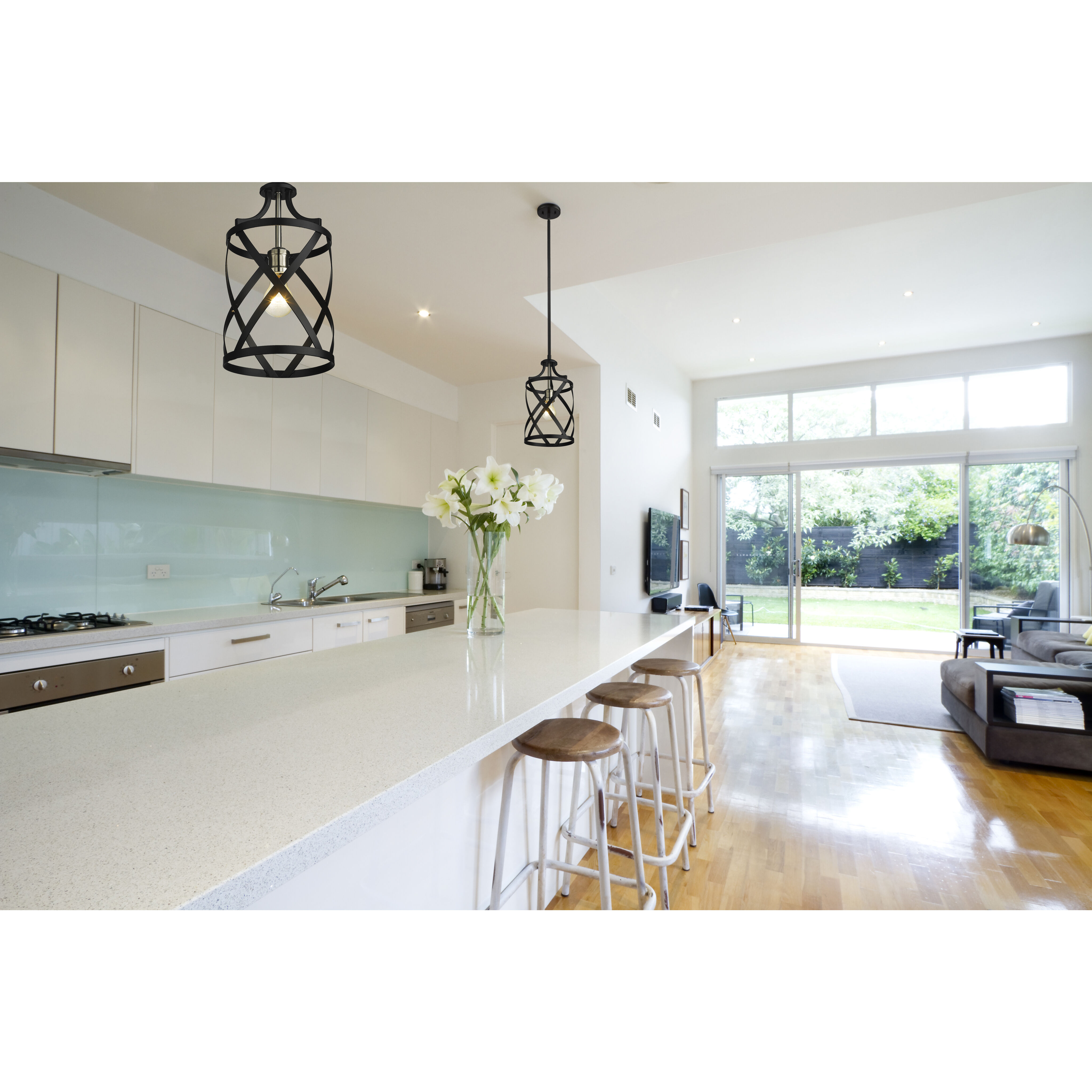 Malcalester 1 Light 8 inch Matte Black and Brushed Nickel Pendant Ceiling Light