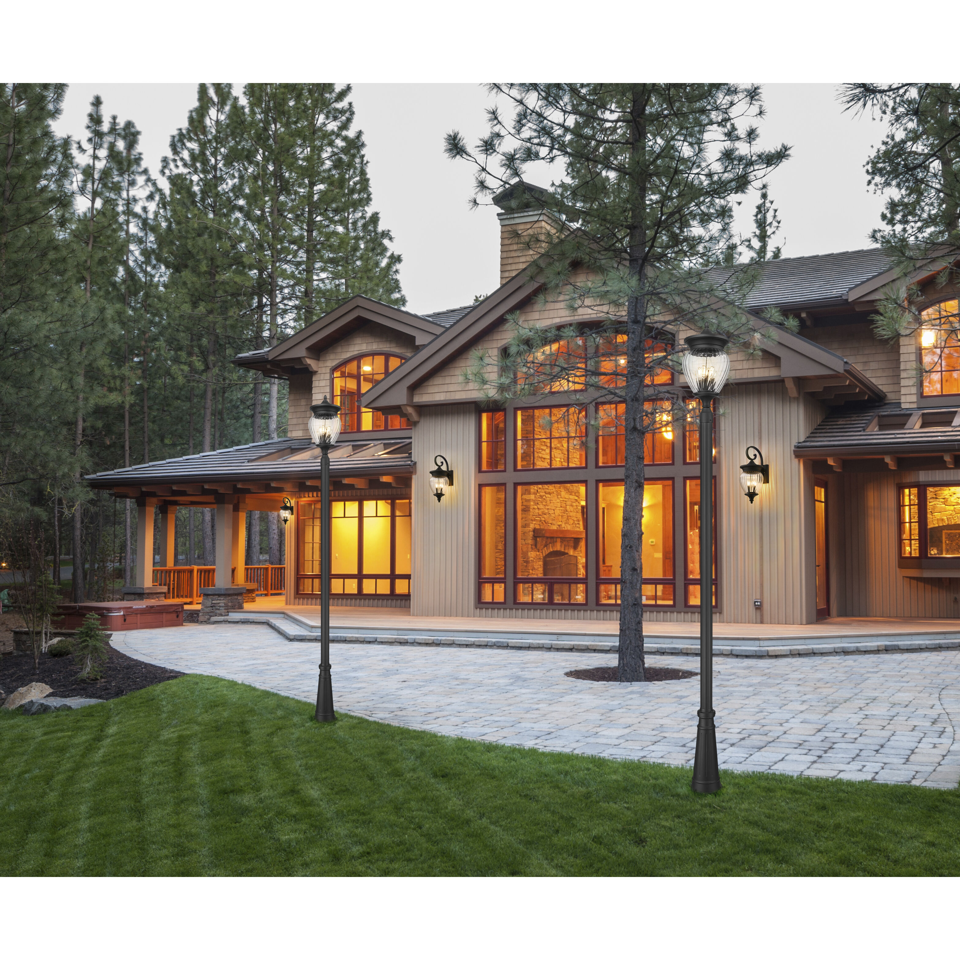 Davina 4 Light 119.25 inch Black Outdoor Post Mounted Fixture in G9