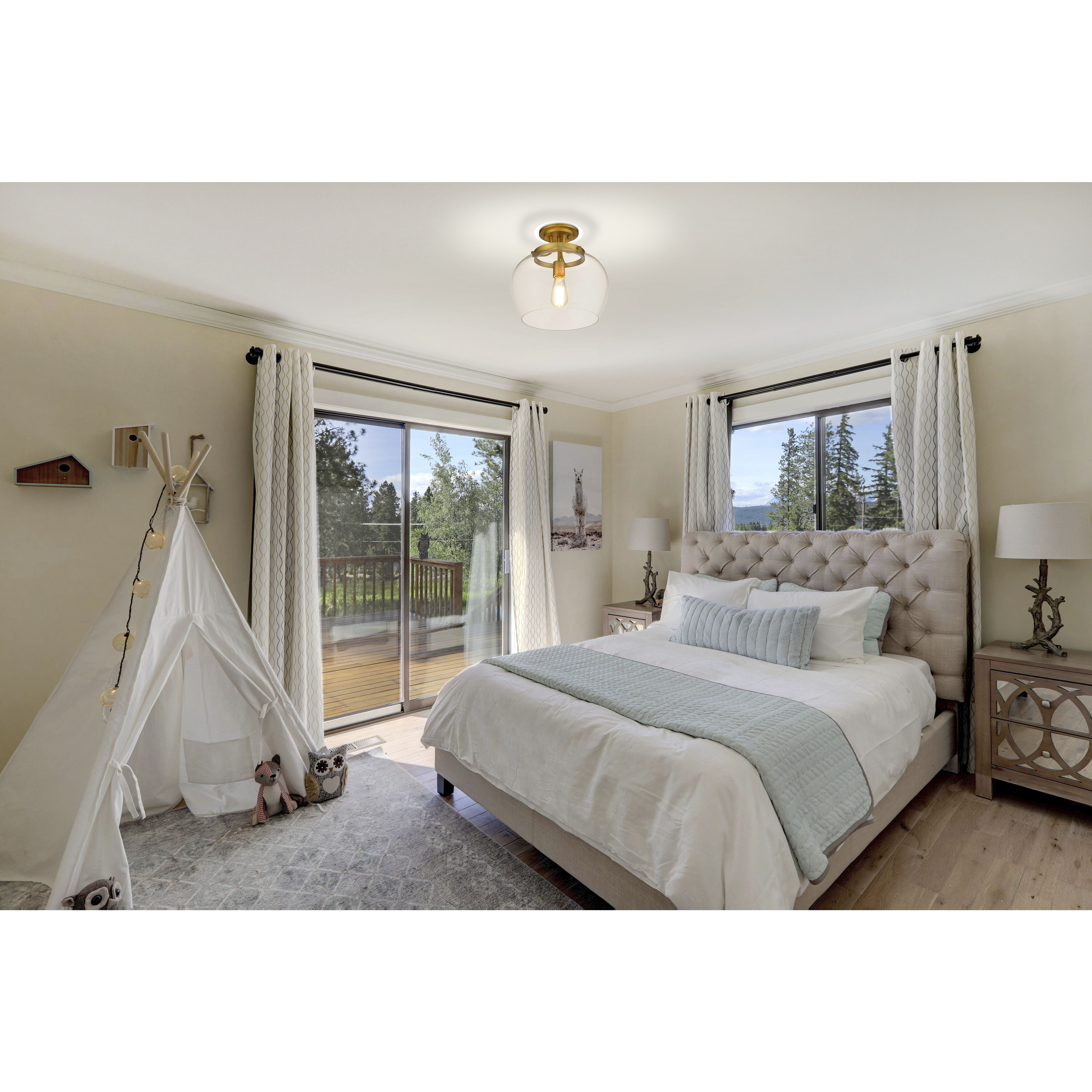 Joliet 1 Light 13 inch Olde Brass Semi Flush Mount Ceiling Light