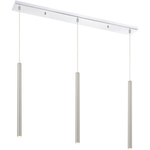 Forest LED 46 inch Chrome Linear Chandelier Ceiling Light in Brushed Nickel Steel, 3, 20