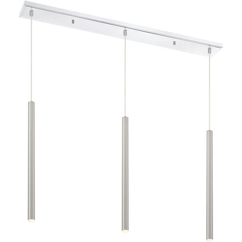 Forest LED 46 inch Chrome Linear Chandelier Ceiling Light in Brushed Nickel Steel, 3, 20